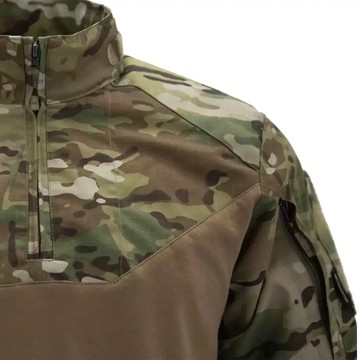 Military camouflage jacket with zip collar and pocket details  from  John Bull Clothing 