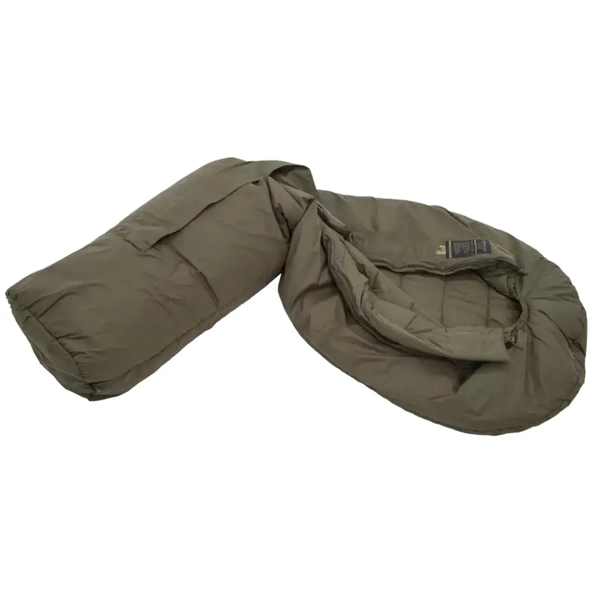 Carinthia Defence 4 Sleeping Bag Olive Green, fully opened to showcase its durable construction and thermal lining for superior warmth.  from  John Bull Clothing 