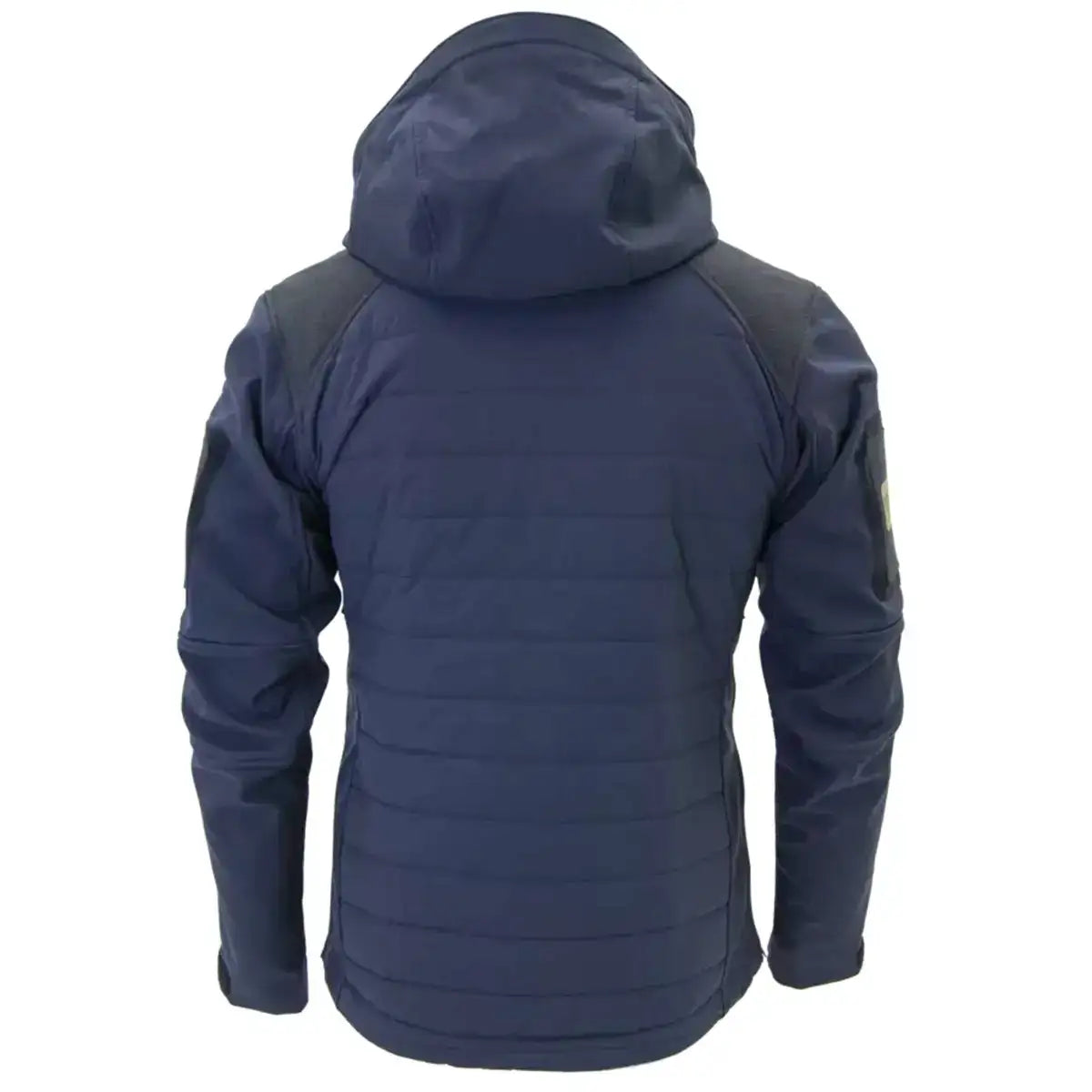 Rear view of navy blue Carinthia G-Loft ISG PRO jacket with padded design, hood, and reinforced shoulder areas for durability  from  John Bull Clothing 