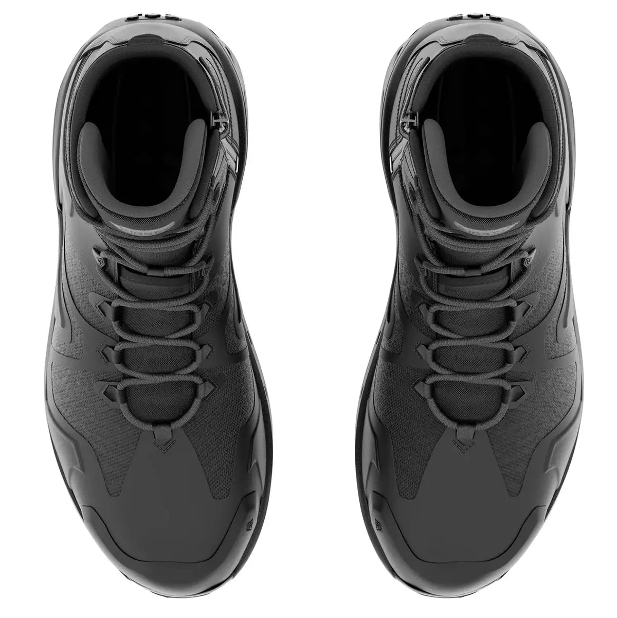 Top-down view of First Tactical Men's 8" Aero-Tac Side-Zip Black Boots highlighting lace system and padded interior for all-day comfort.  from  John Bull Clothing 