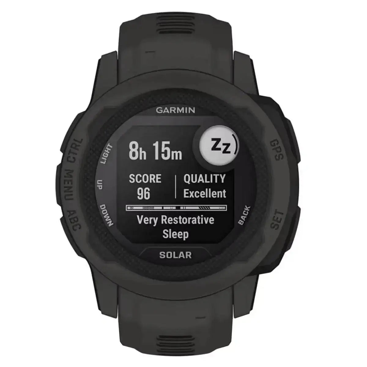 Garmin Instinct 2S Solar Smart Watch with sleep tracking, providing insights into sleep quality and recovery for improved health and wellness.  from  John Bull Clothing 