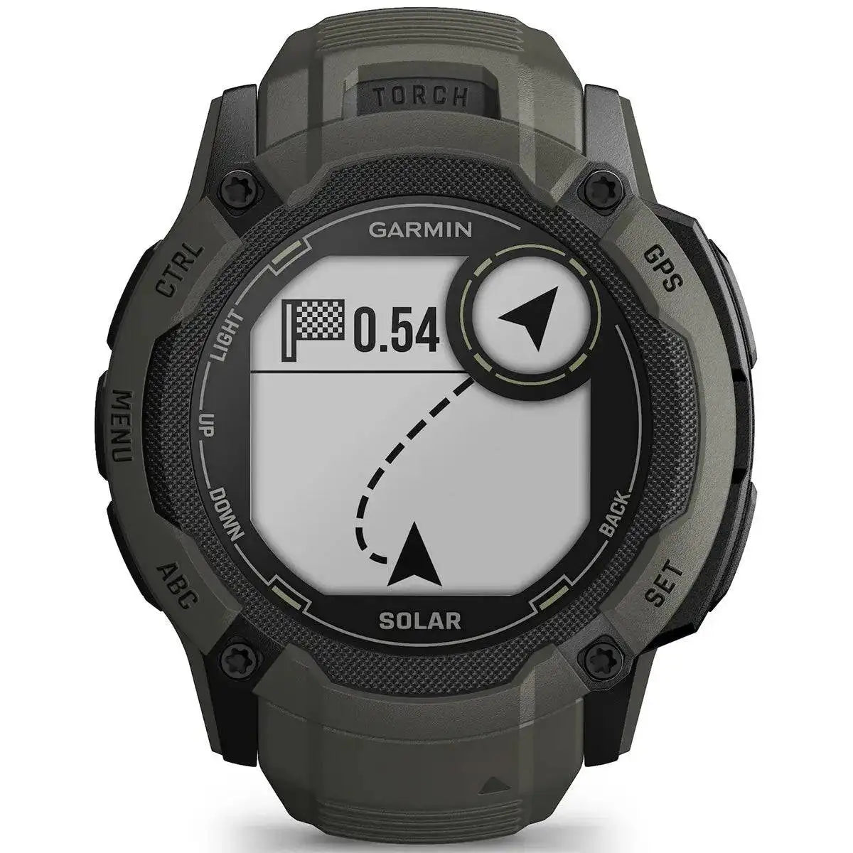 Garmin Instinct 2X Solar GPS Smartwatch with route navigation display, ideal for hikers and adventurers needing precise GPS tracking.  from  John Bull Clothing 