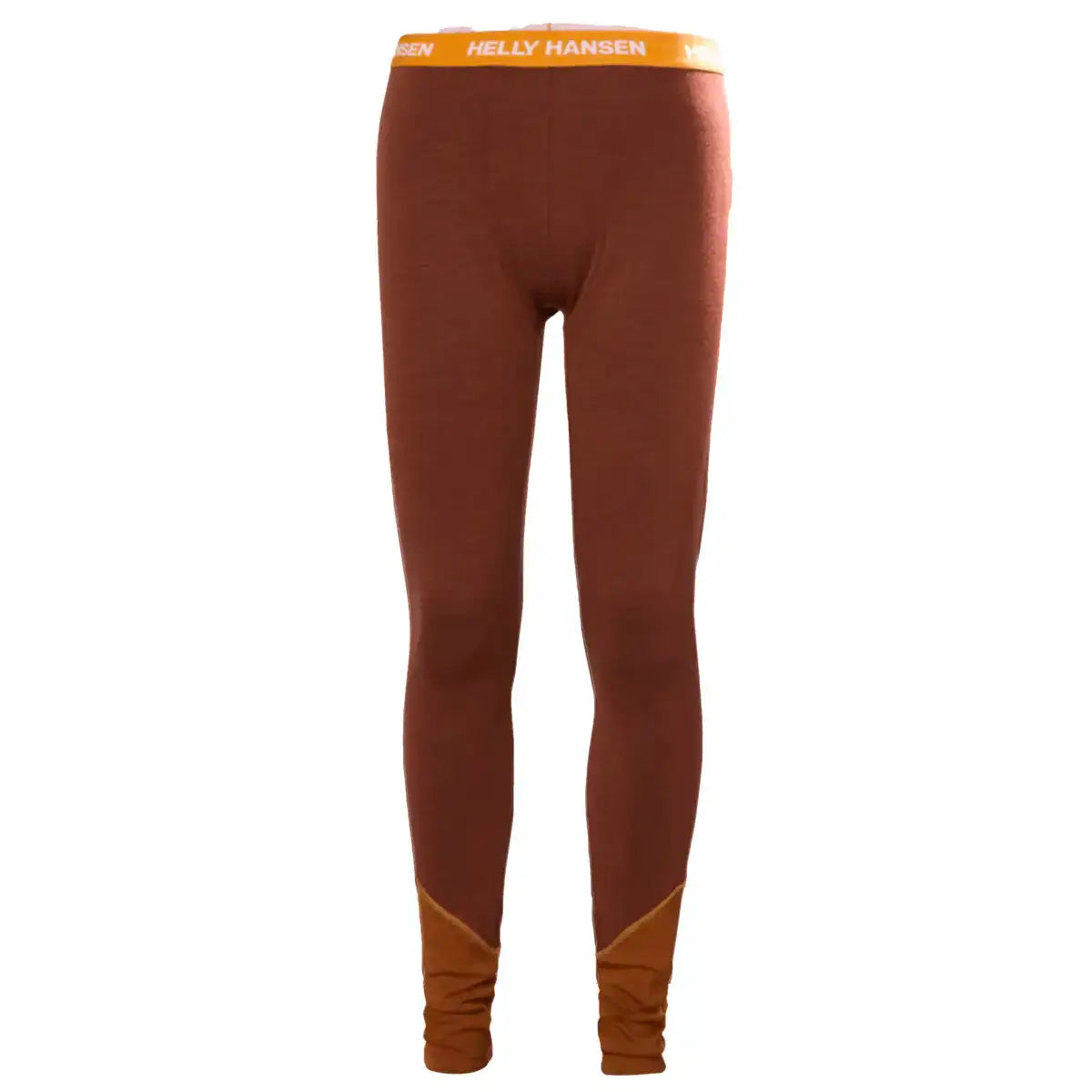 Men's Helly Hansen midweight base layer trousers in rust color, slim fit with Helly Hansen branded waistband, designed for outdoor comfort - SKU: JB1631-NY-S Iron Oxide from  John Bull Clothing 