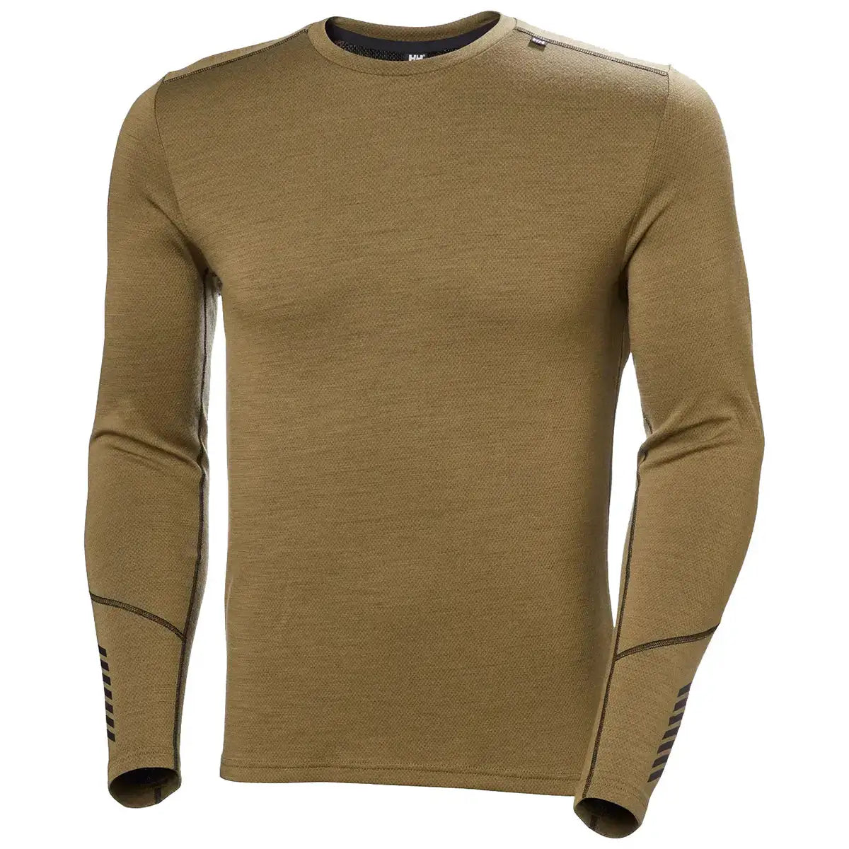 Helly Hansen Lifa Merino Midweight Crew Base Layer - Sepia - Front Sepia from  John Bull Clothing 