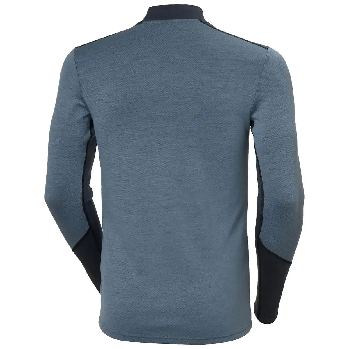 Rear product view of Helly Hansen Lifa Midweight Logo Merino Base Layer showing seamless back design and dual-tone sleeve accents.  from  John Bull Clothing 