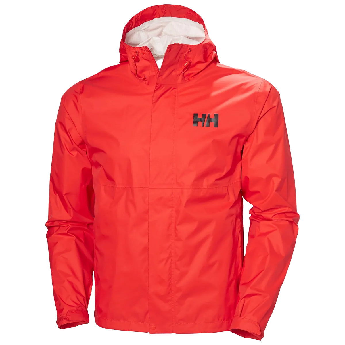 Helly Hansen Mens Loke 2.0 Waterproof Jacket in bright red, featuring a minimalist design and HELLY TECH fabric for waterproof performance.