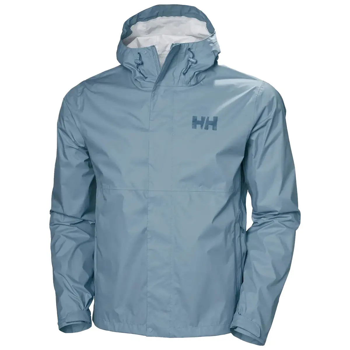 Light blue Helly Hansen Mens Loke 2.0 Waterproof Jacket with adjustable hood, designed for all-weather outdoor adventures. Washed Navy from  John Bull Clothing 