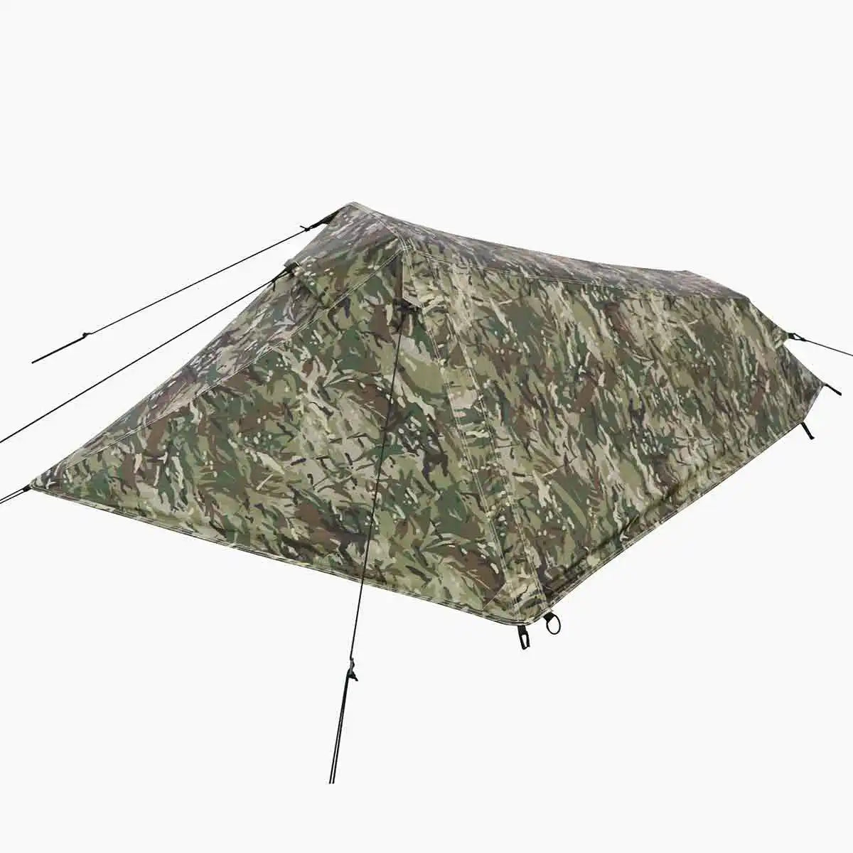 Multicam version of Highlander Blackthorn 1 Person Tent Gen 2, designed for camouflage and stealth camping in woodland environments.  from  John Bull Clothing 