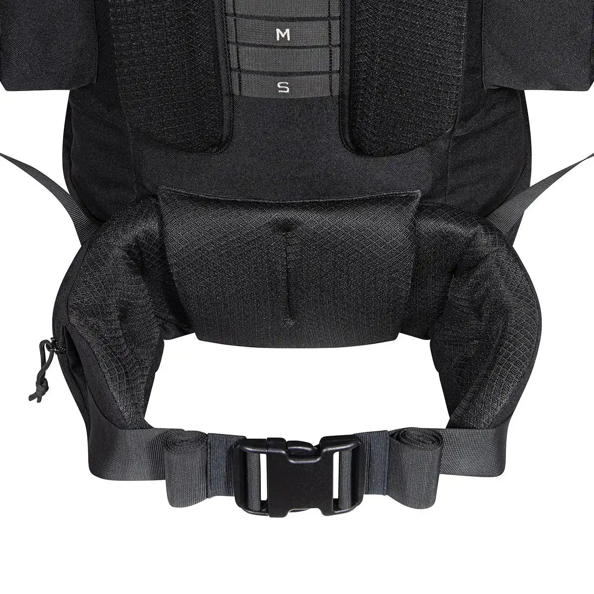 Padded hip belt of Highlander Forces Elite 66 Litre Rucksack in black, designed for weight distribution and long-distance carrying support.  from  John Bull Clothing   from  John Bull Clothing 