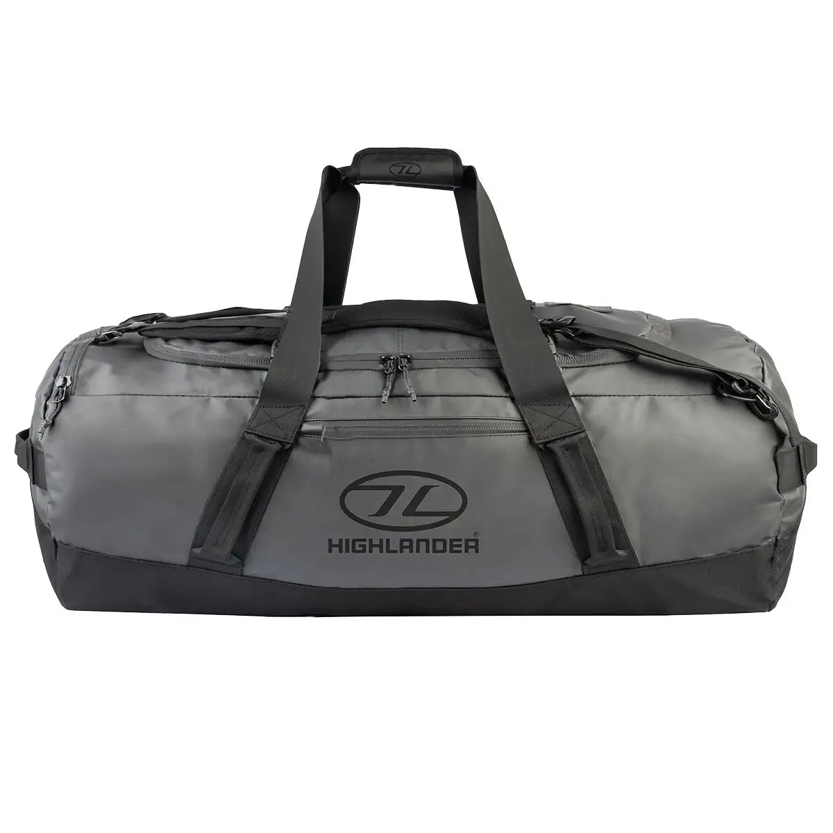 Highlander Hauler Duffel Bag in grey, extra-large size with durable construction, ideal for extended trips and adventure travel. 120 litre from  John Bull Clothing 