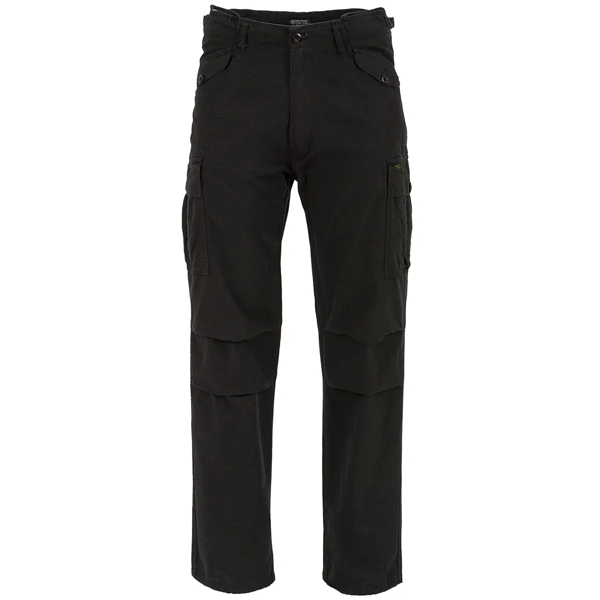 Highlander M65 Ripstop Combat Trousers in black, featuring durable ripstop cotton and reinforced knee panels for activewear performance.