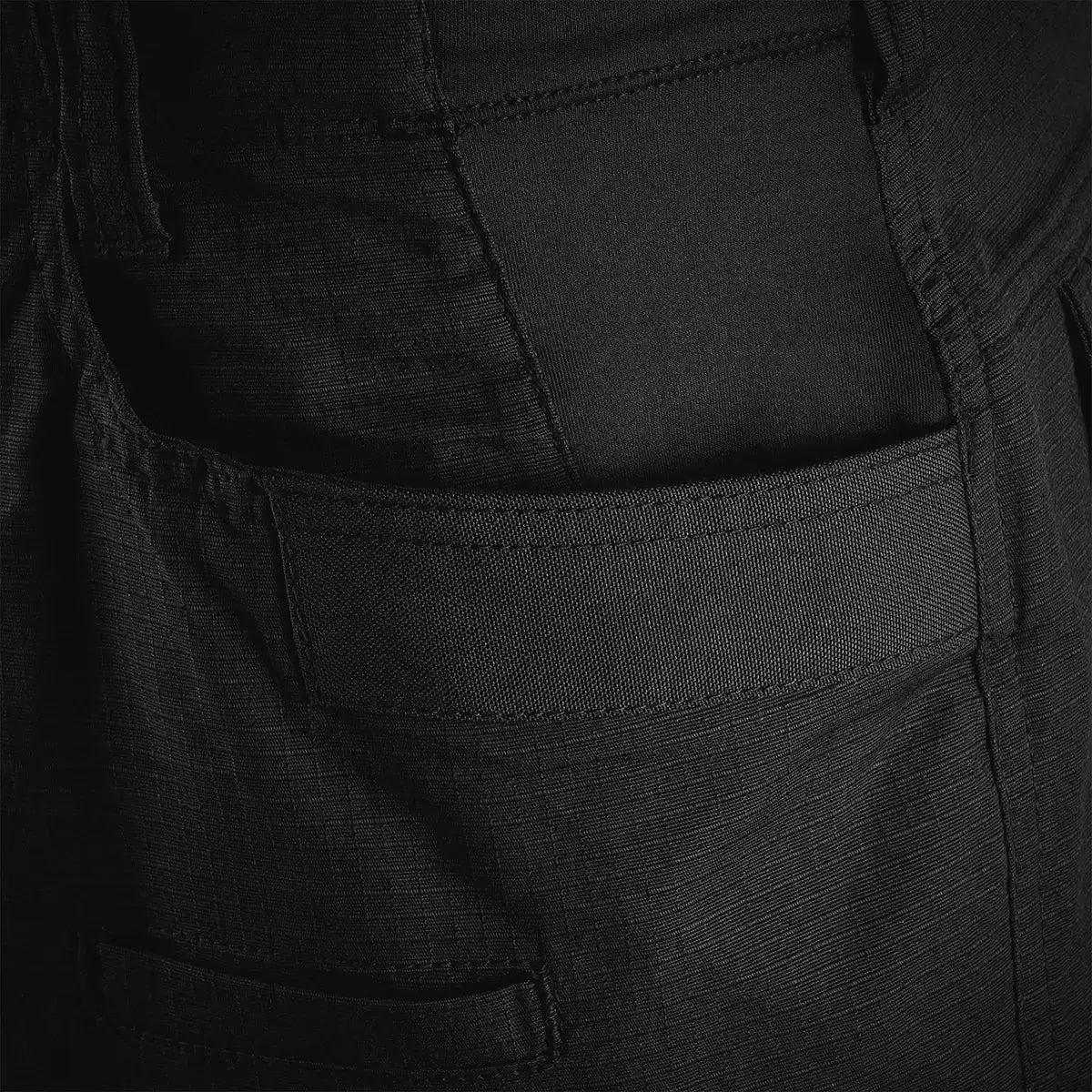Detail of the front pocket on Highlander Magnum Teflon Trousers, showing reinforced seams and rugged fabric for durability.  from  John Bull Clothing 