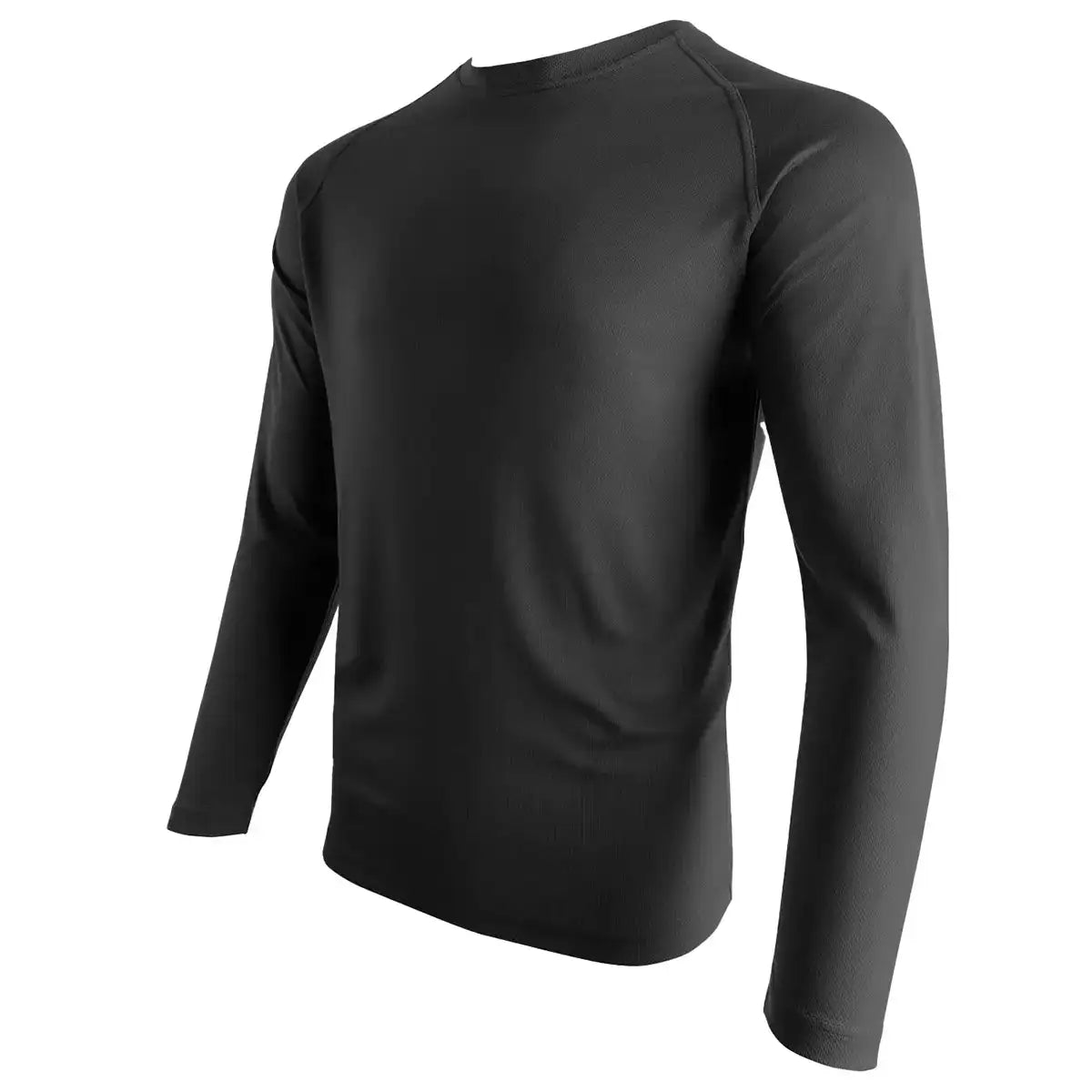 Highlander Quick Dry Long Sleeve T-Shirt in black, featuring breathable quick-dry material for trail and fitness use. Unisex design for all-day comfort. Black from  John Bull Clothing 