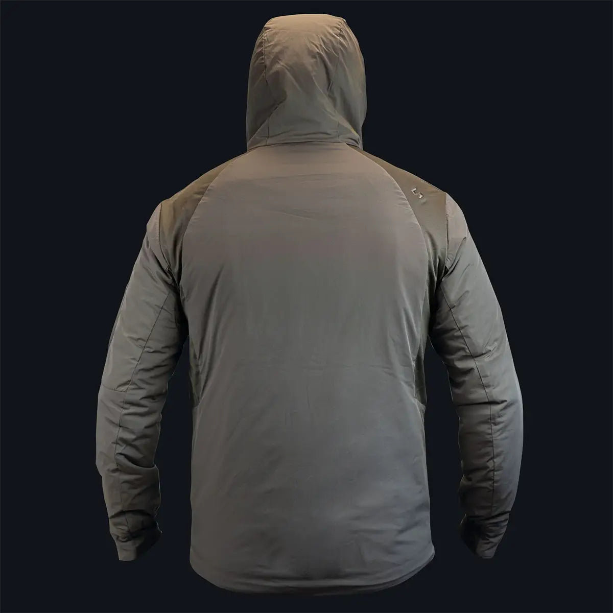 Rear view of Highlander Stoirm Primaloft Thermal Jacket in Multicam, highlighting ergonomic design and weather-resistant fabric.