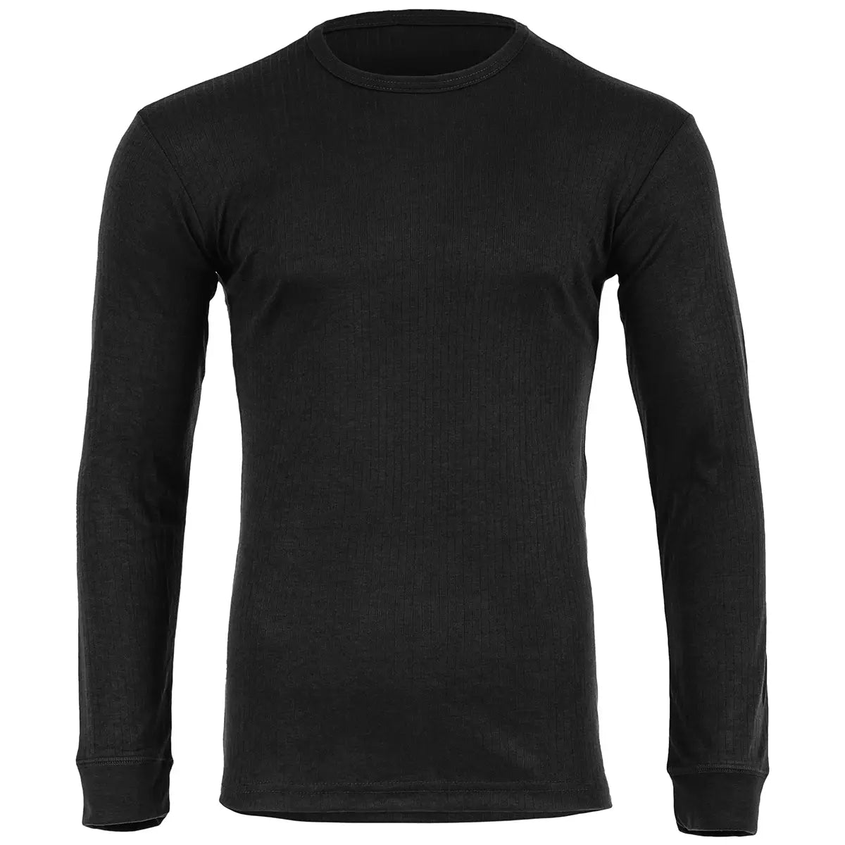 Highlander Mens Thermal Base Layer Long Sleeve T-Shirt in black, unisex thermal wear made from polyester for all-day insulation.