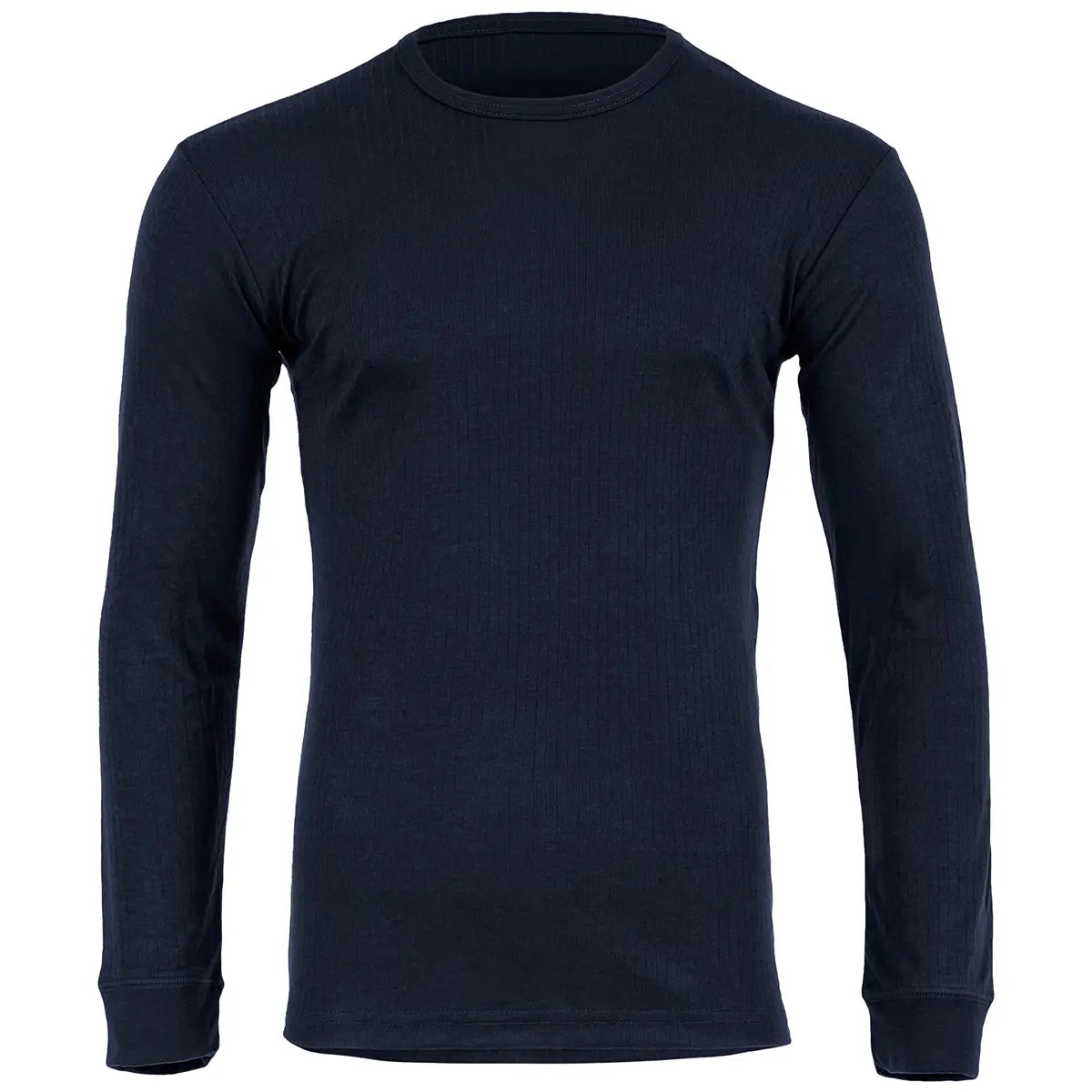 Highlander Mens Thermal Base Layer Long Sleeve T-Shirt in navy blue, ideal for cold weather layering and outdoor activities.