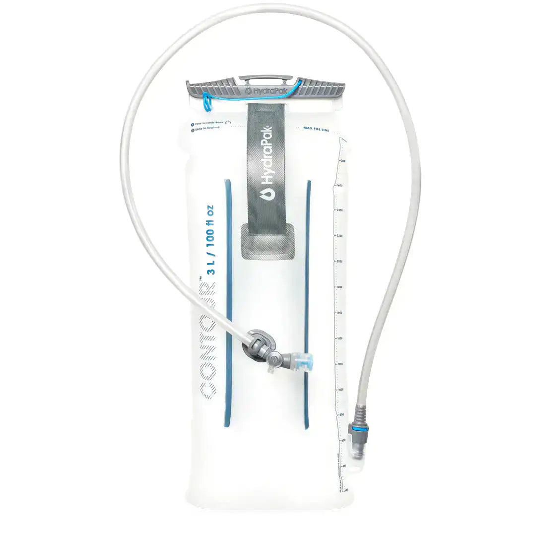 HydraPak Contour Clear Water Reservoir 3L model with hose, designed for long outdoor treks. Premium hydration gear from John Bull Clothing. 3.0L from  John Bull Clothing 