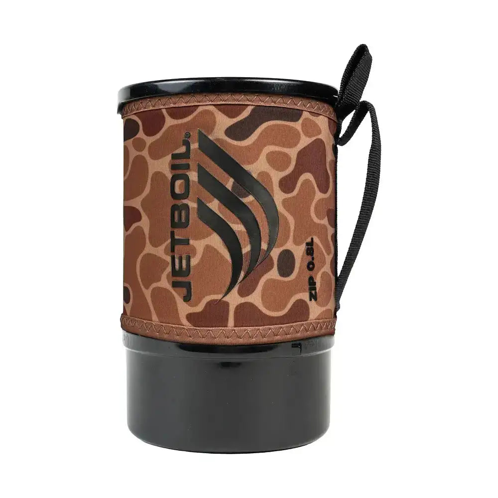 Duck camo insulated cover for Jetboil Zip camping stove  from  John Bull Clothing 