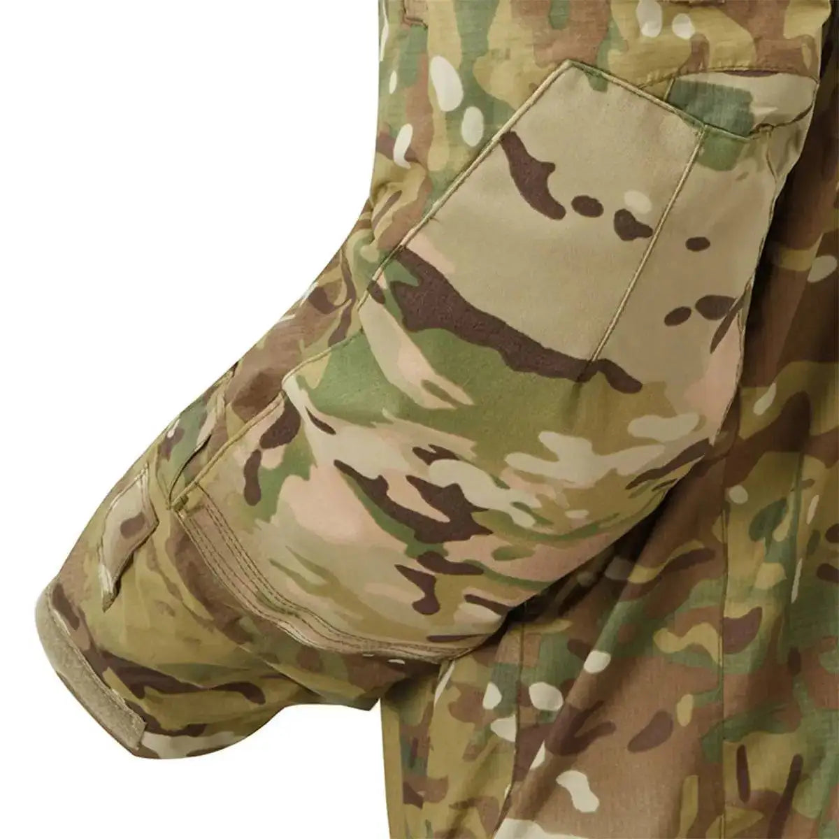 Keela Thor Waterproof Multicam Jacket's reinforced elbow pad area, designed to accommodate internal joint protection for enhanced durability and comfort.  from  John Bull Clothing 