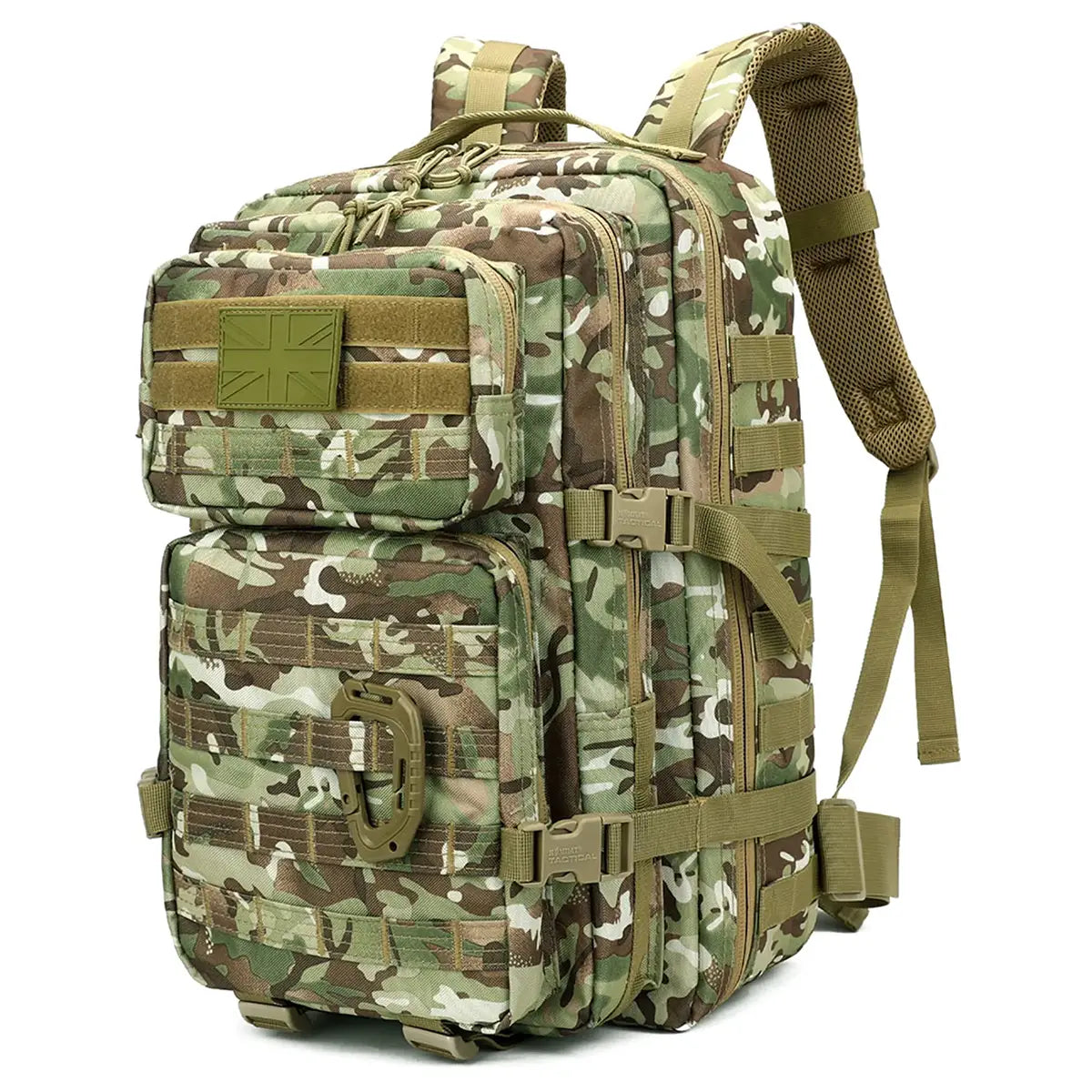 Kombat Trooper Assault Pack 40 Litre BTP with MOLLE webbing and padded straps, ideal for tactical use and outdoor adventures.