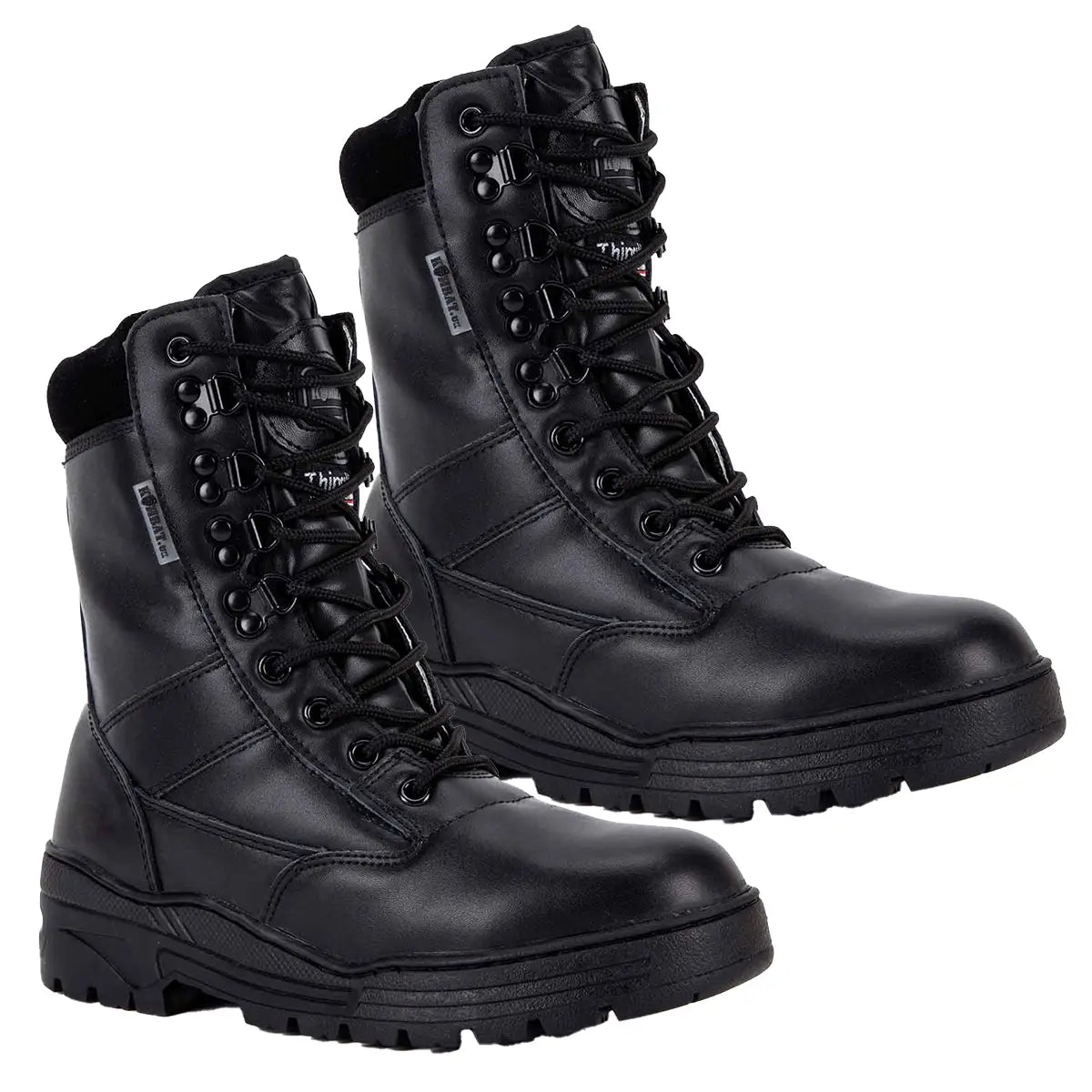 Kombat UK All Leather Patrol Boots Black with high ankle support and rugged sole, ideal for police or tactical use | John Bulls