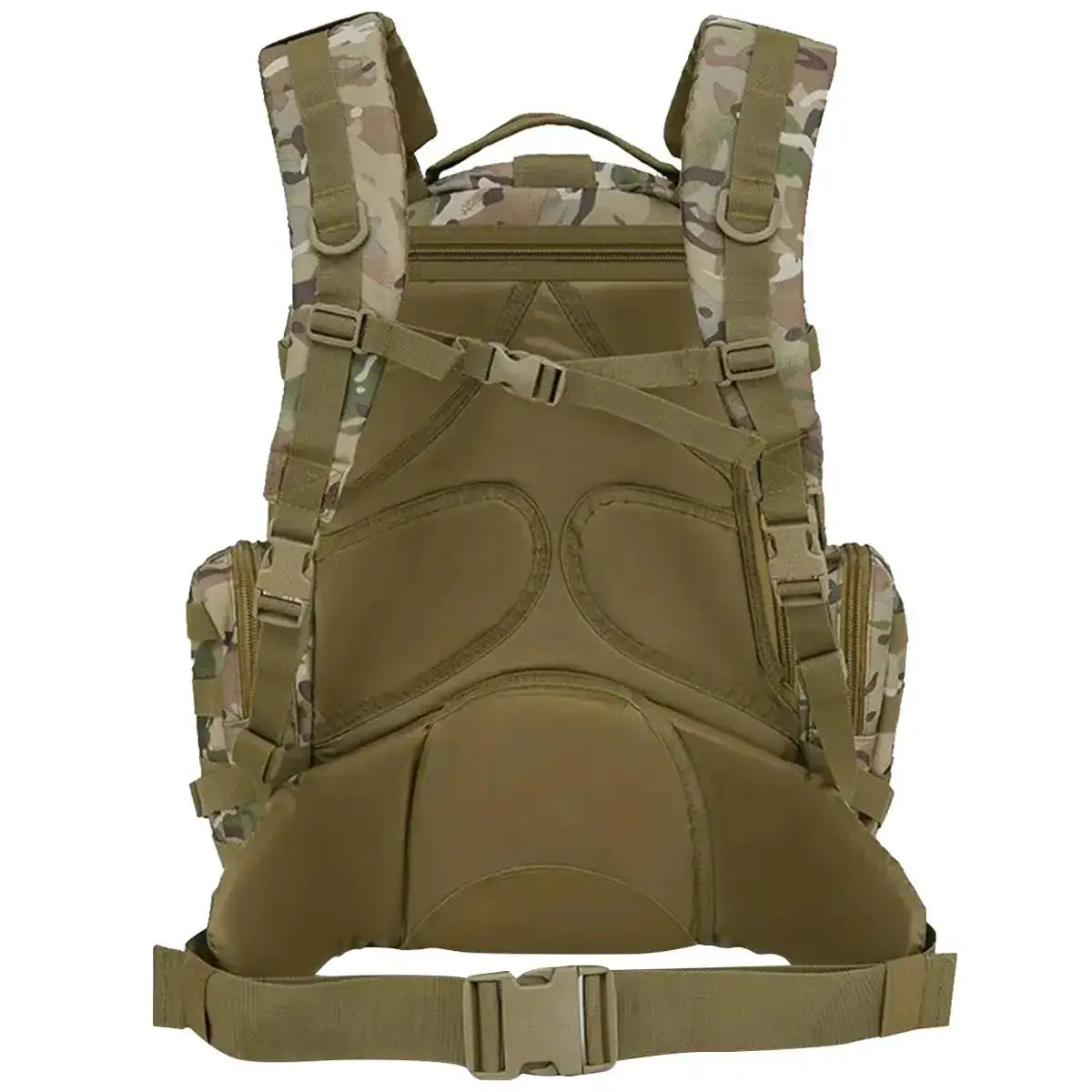 Back view of Kombat Viking Patrol Pack 60 Litre BTP - Tactical Backpack featuring padded straps, sternum and waist support for heavy loads.  from  John Bull Clothing 