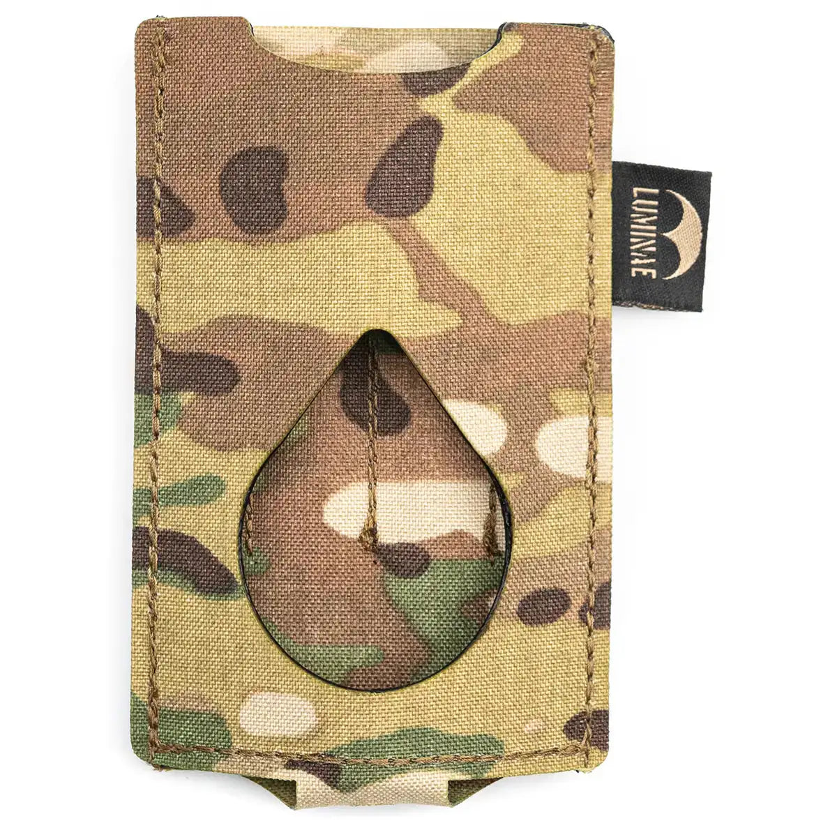 Multicam camouflage Luminae Compass Pouch made of durable Cordura fabric with a tear-drop cutout for navigation tools, SKU: JB1358