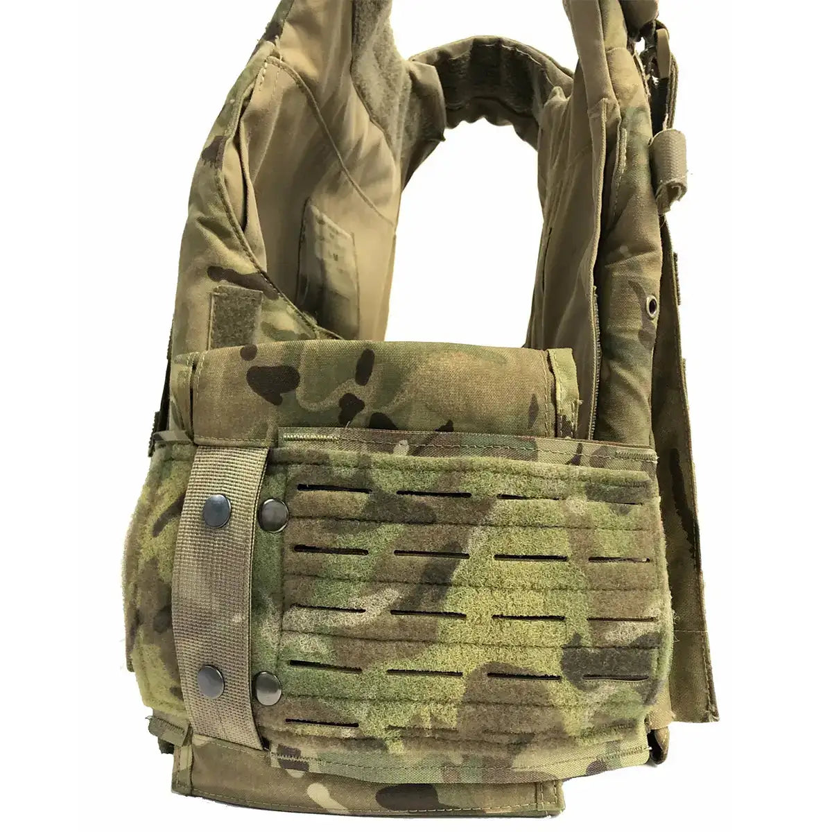 Tactical camouflage vest with MOLLE attachment points for military use  from  John Bull Clothing 