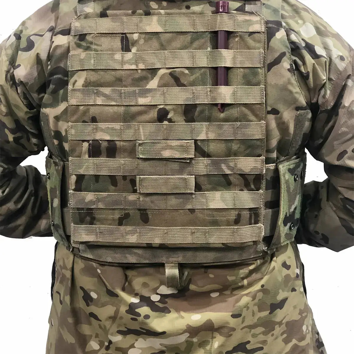 Multicam tactical vest with MOLLE webbing for military equipment  from  John Bull Clothing 