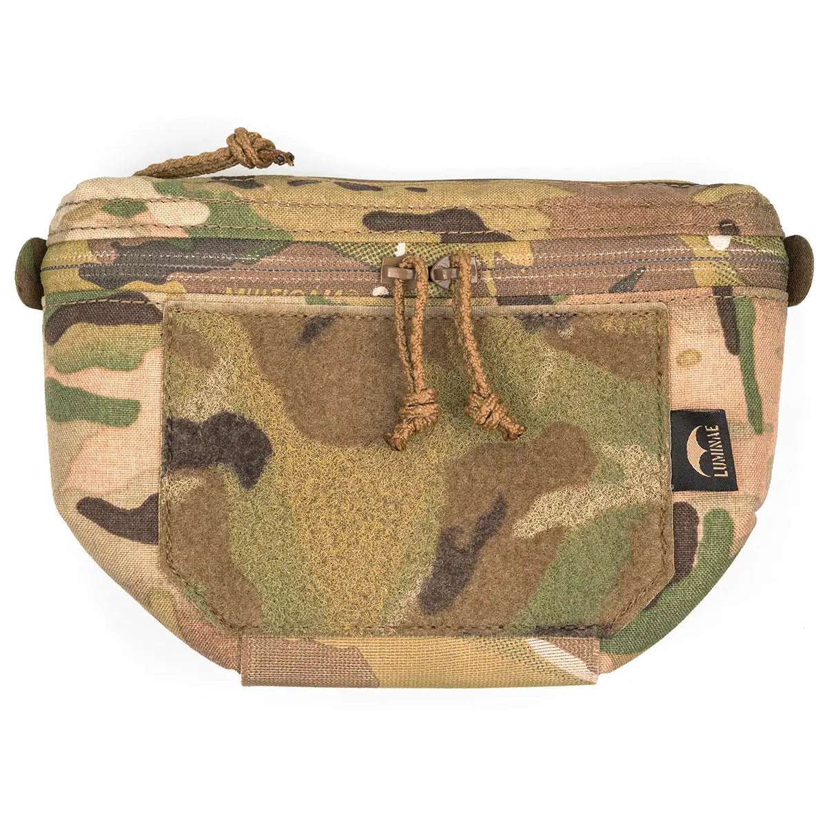 Multicam camouflage Luminae Hanger Pouch with zippered front pocket, drawstring closure, and durable Cordura material for tactical storage - SKU: JB1288