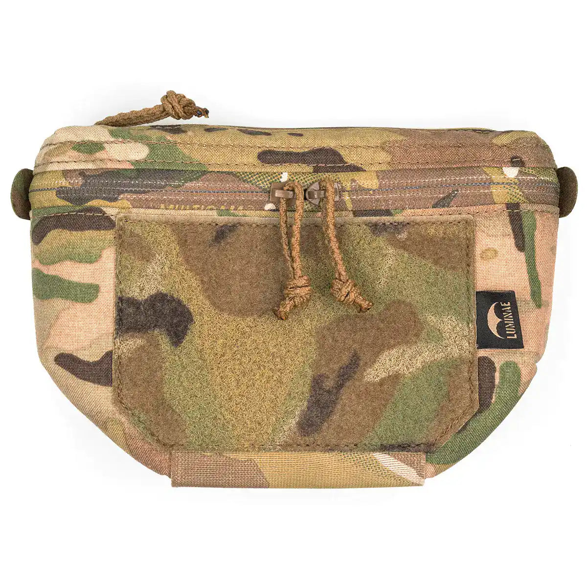 Multicam camouflage Luminae Hanger Pouch with zippered front pocket, drawstring closure, and durable Cordura material for tactical storage - SKU: JB1288