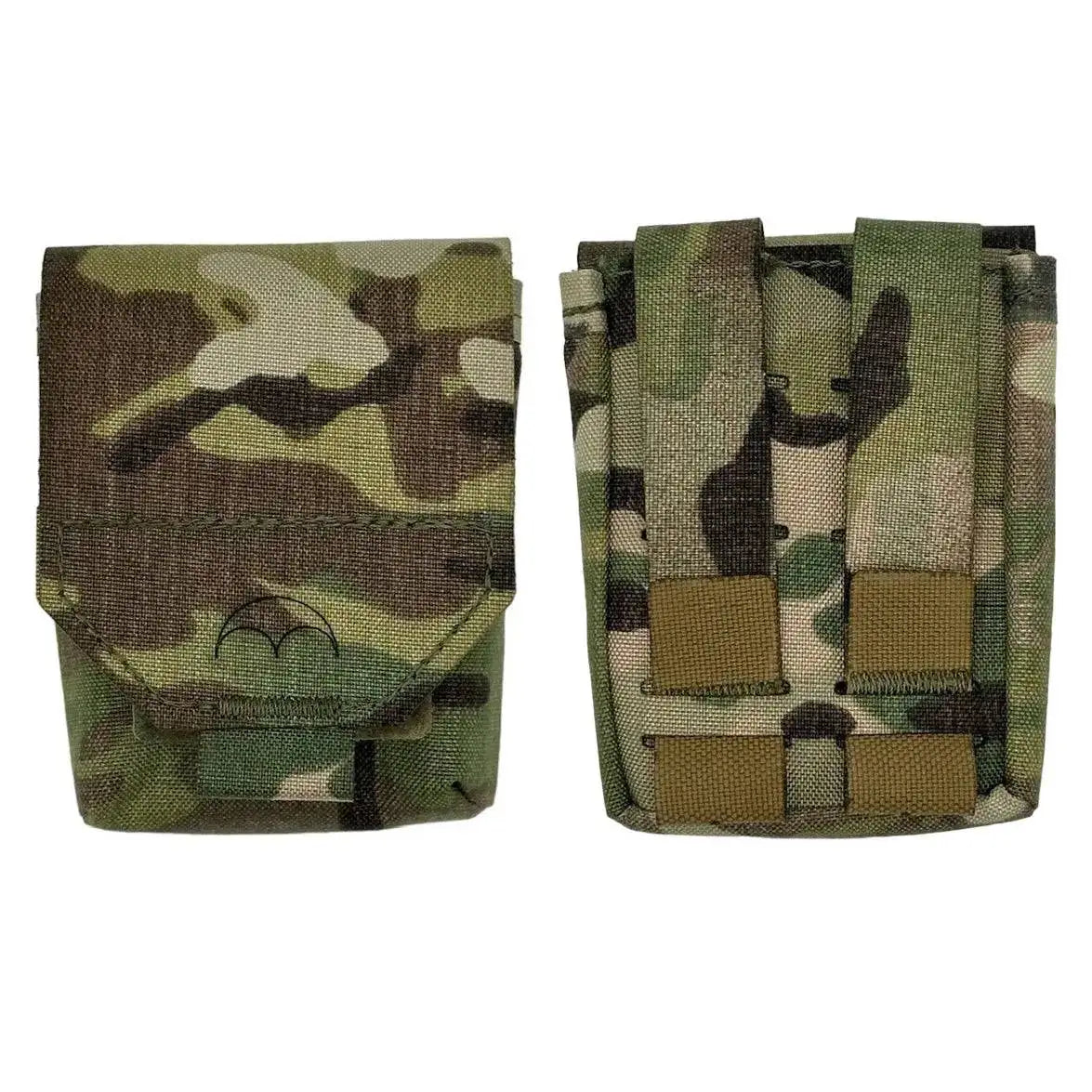 Front and back view of the Luminae Multicam Micro Pouch MTP, featuring a durable Cordura construction and MOLLE-compatible straps.  from  John Bull Clothing 