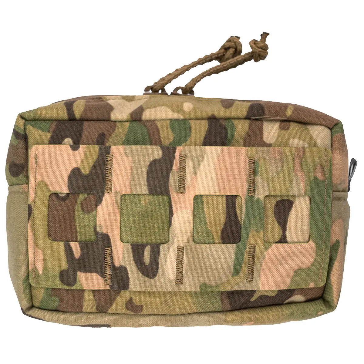Multicam camouflage small GP pouch made of durable Cordura fabric with MOLLE attachment points, compact design for tactical gear storage - SKU: JB1290