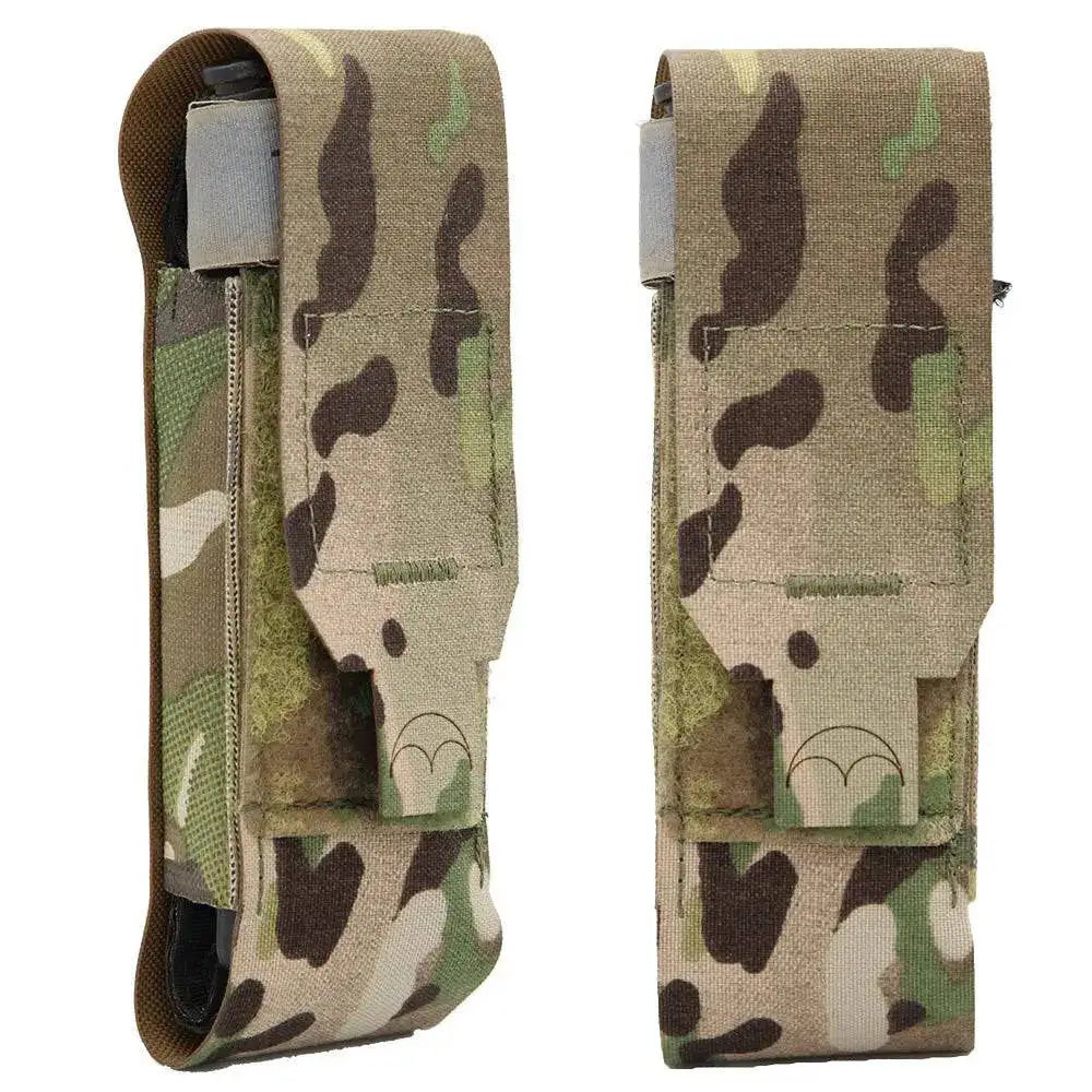 Side view of Luminae Multicam TQ Pouch MTP showcasing its compact design and secure closure system. Perfect for tactical and emergency use.  from  John Bull Clothing 
