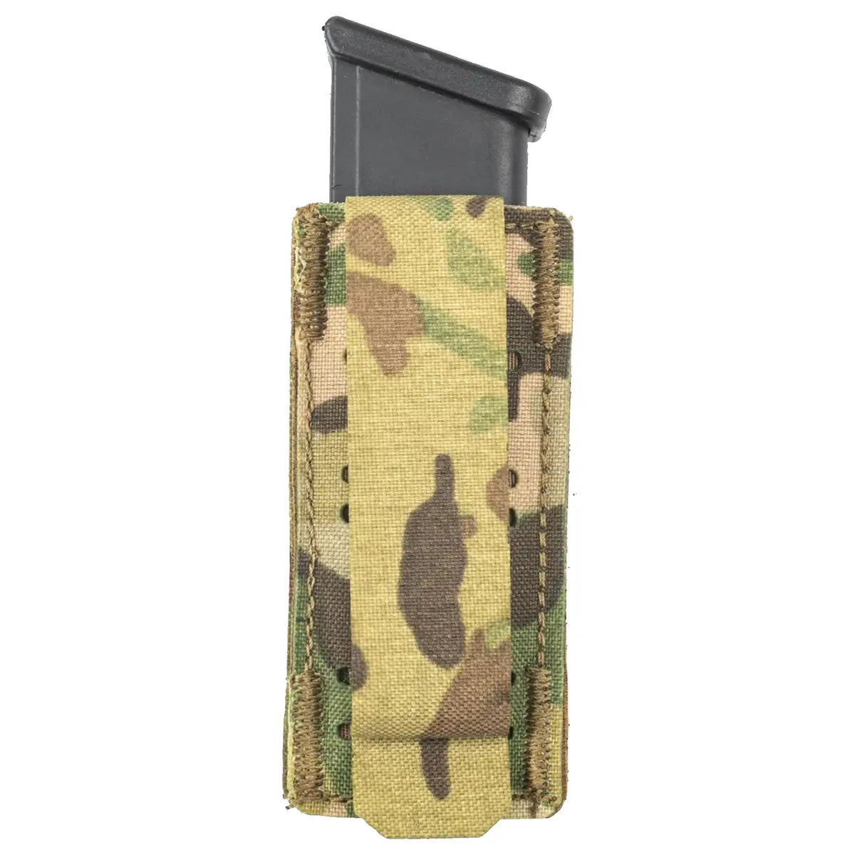 Molle-compatible magazine pouch with camouflage pattern for tactical use