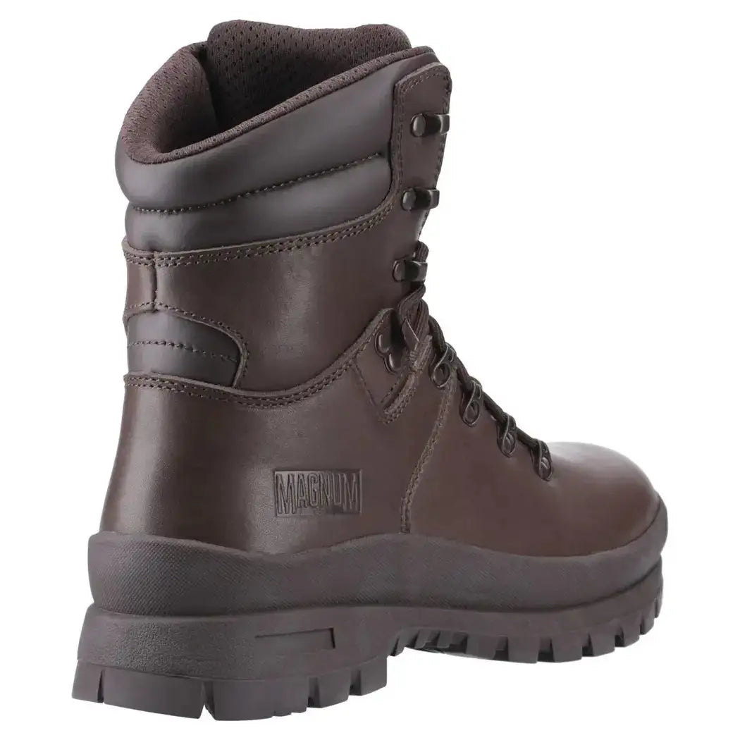Back view of dark brown leather military boot with padded collar  from  John Bull Clothing 