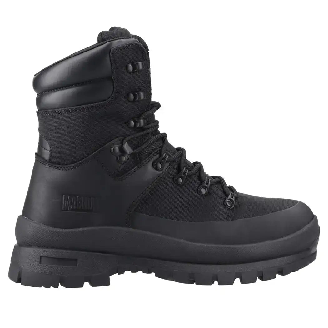 Black tactical safety boots with reinforced toe and rugged outsole  from  John Bull Clothing 