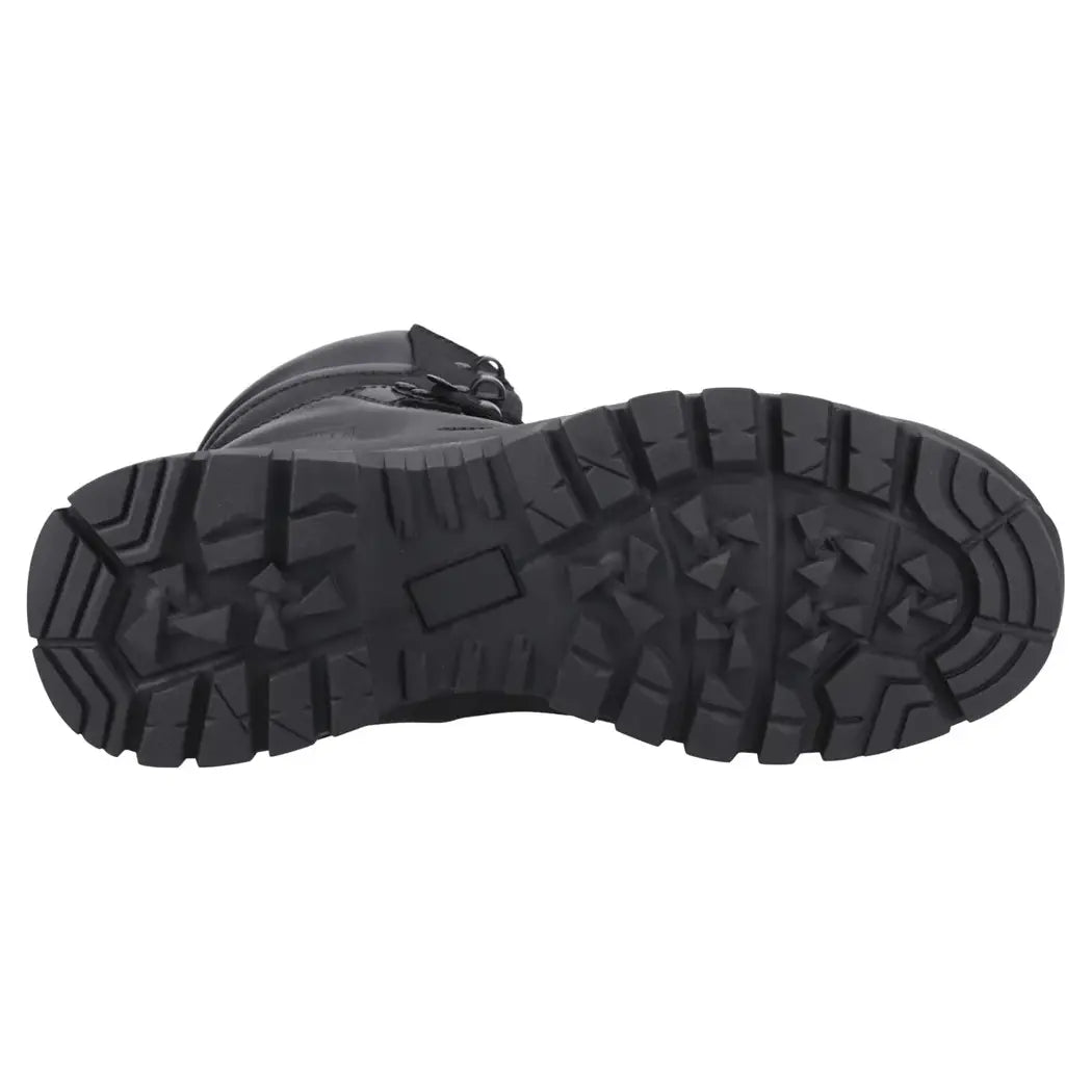 Black work safety boots with durable sole and lace-up design