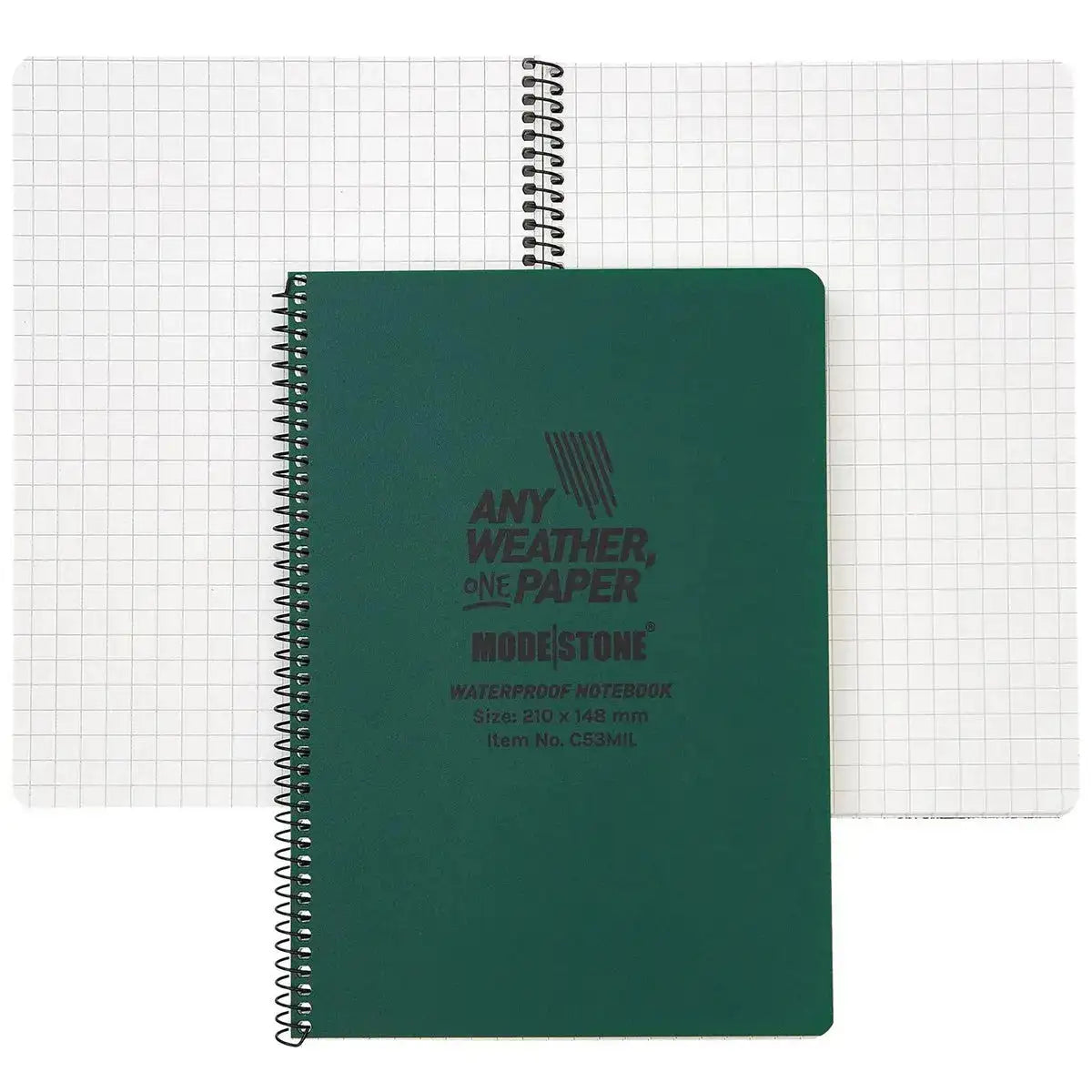 Modestone A5 Side Spiral Waterproof Notepad Modestone Green from  John Bull Clothing 