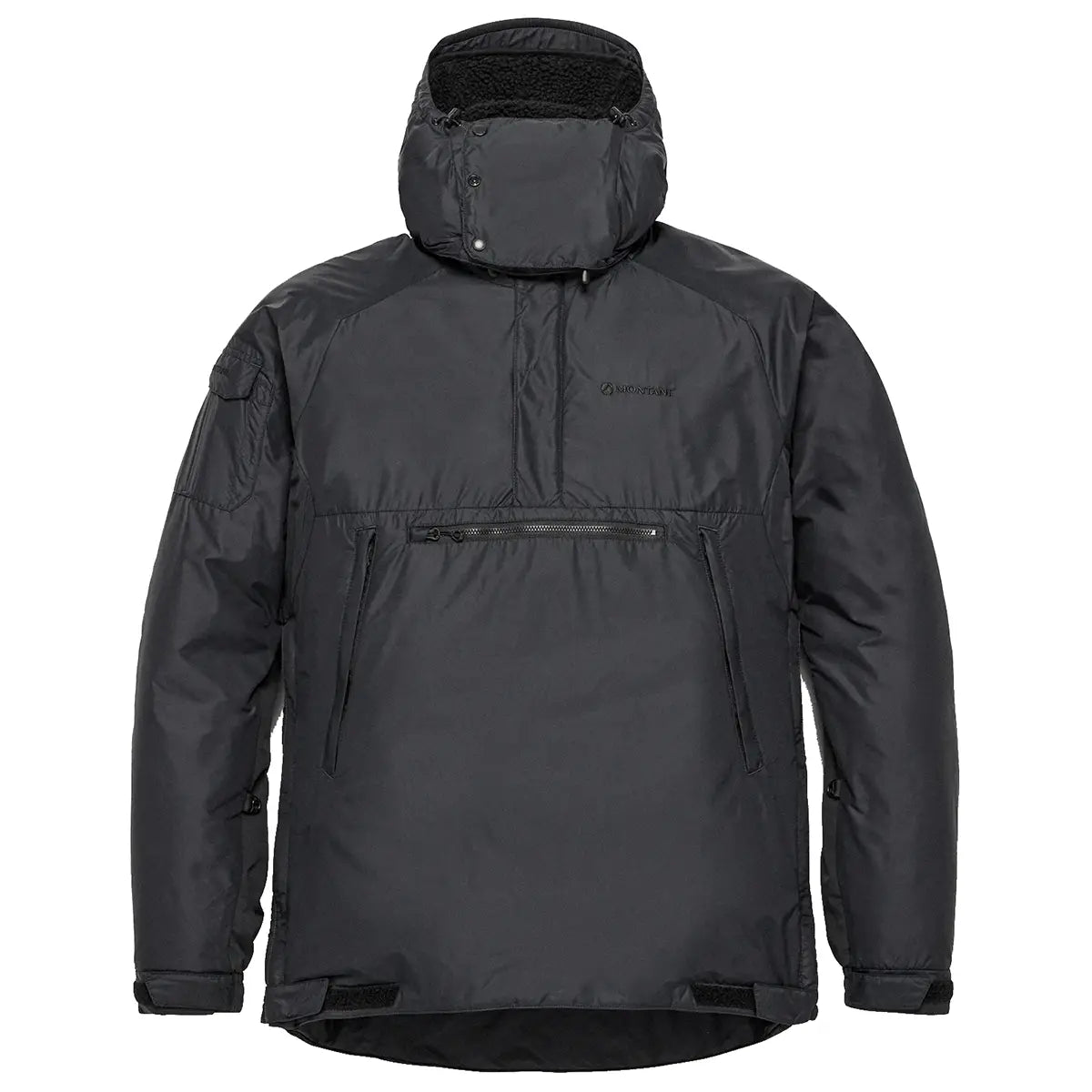 Montane Extreme Smock Insulated Mens in black, showcasing durable construction and thermal insulation, exclusive at John Bull Clothing.