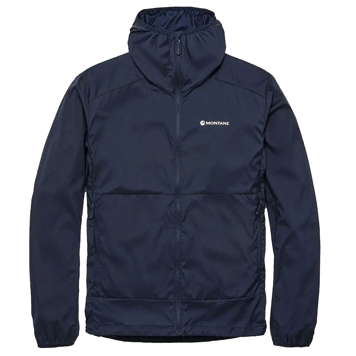 Montane men's featherlite hooded windproof jacket in navy for outdoor apparel