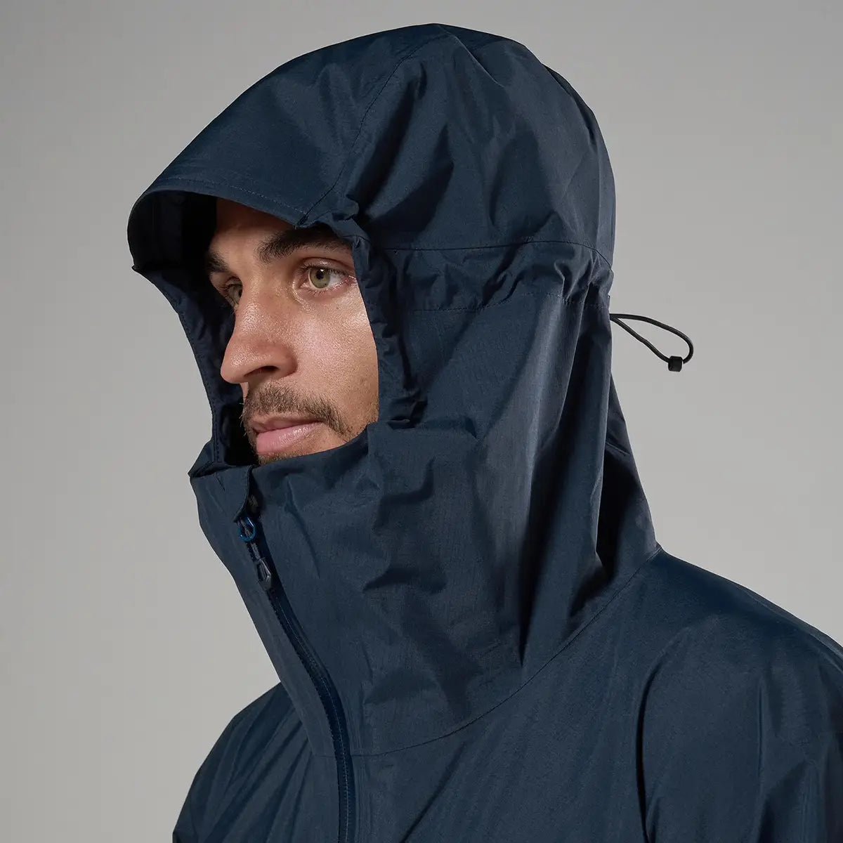 Back view of Montane waterproof jacket with hood, outdoor clothing