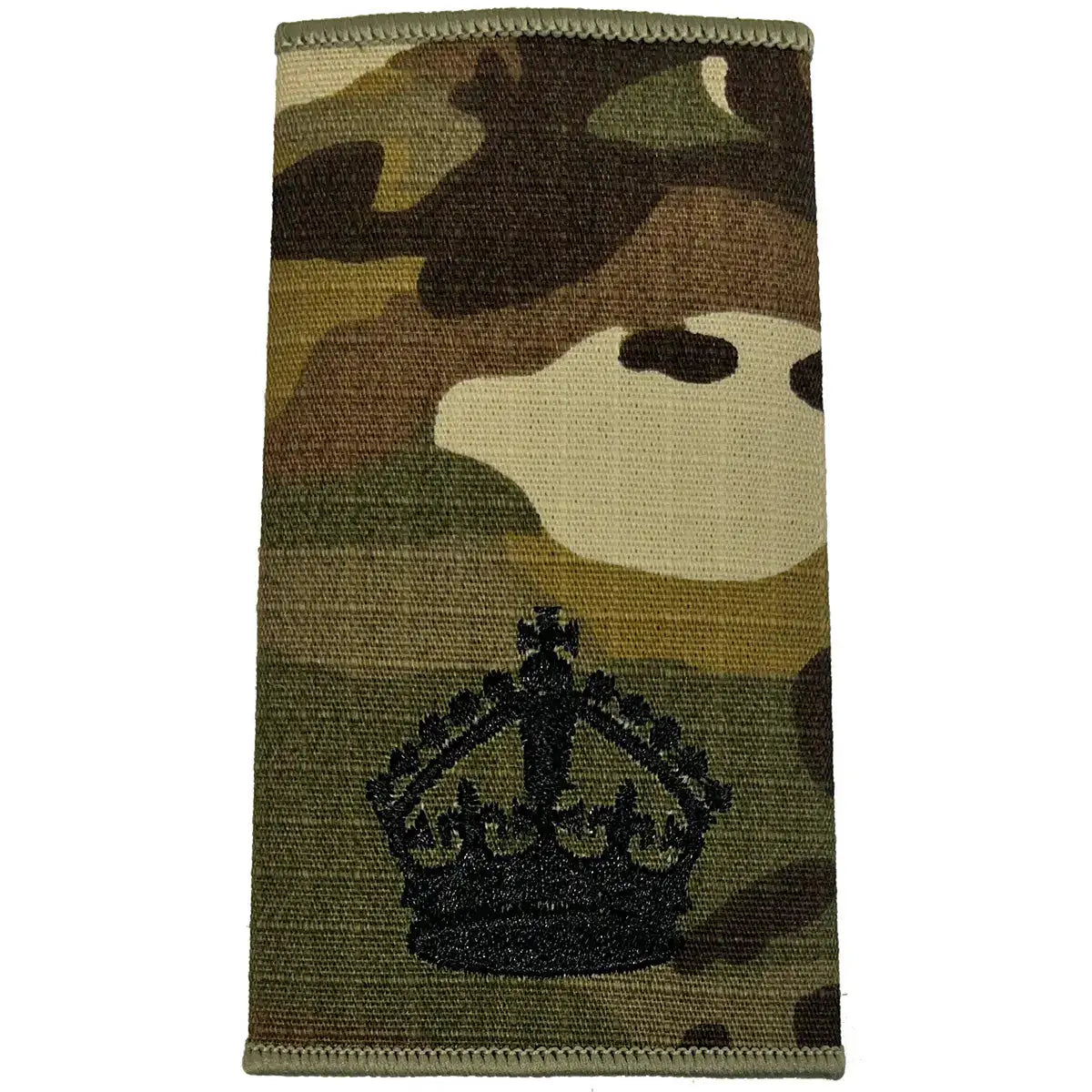 Black embroidered crown on Multicam Rank Slide, representing senior military command, made from Cordura by John Bulls. Kings Crown - WO2 Large Crown from  John Bull Clothing 