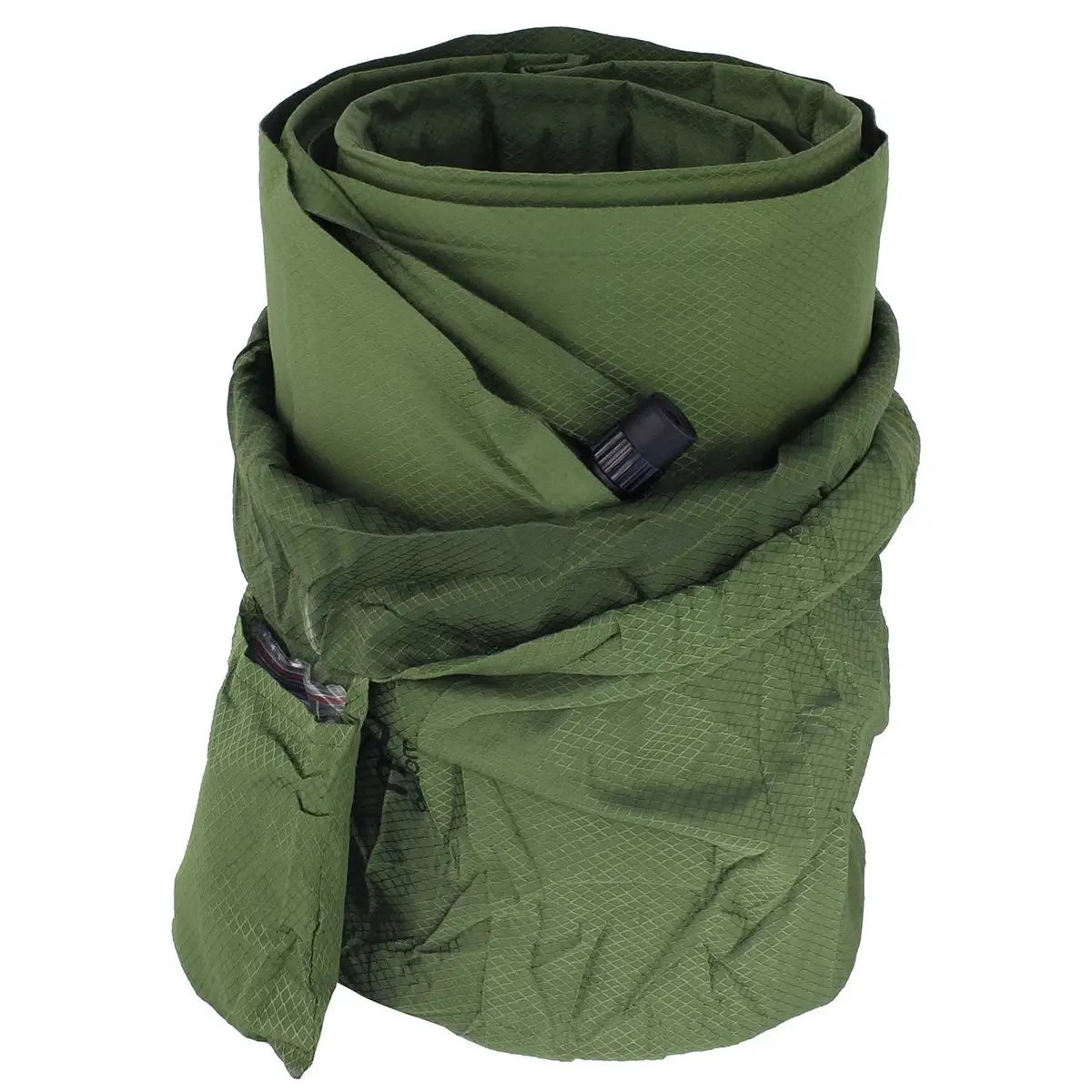 Packaged green self inflating sleeping pad with compression bag