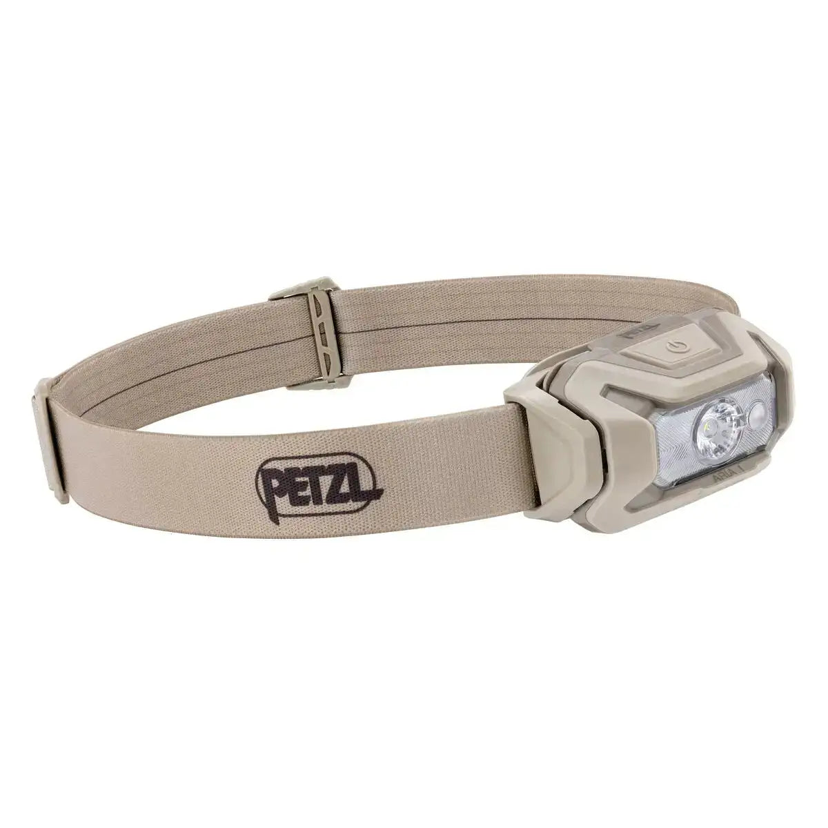 Front view of Petzl Aria 1 RGB waterproof headtorch with adjustable strap, LED light, versatile outdoor lighting for professionals - SKU: JB1272-CAM