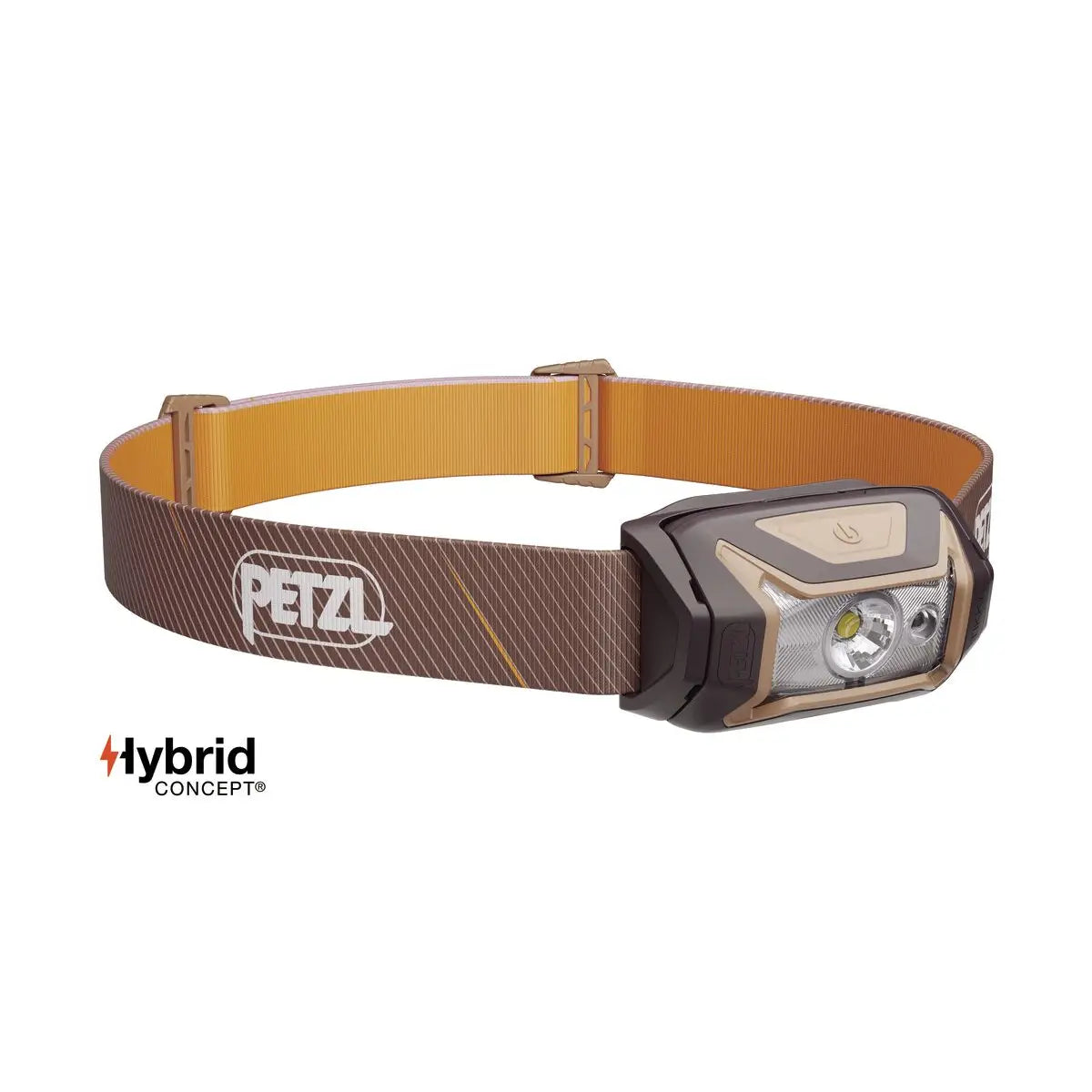 Brown and orange Petzl Tikka Head Torch with Red Light 350 Lumens, designed for reliable illumination in low-light environments.