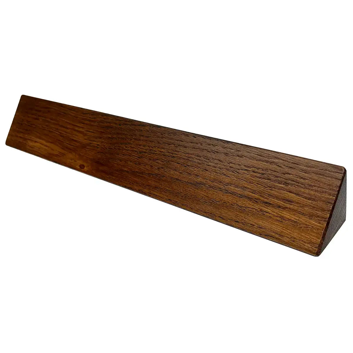 Dark oak-finished Toblerone-style wooden block for Regimental Desk Name Plate, offering a premium and sturdy desk mount option. Rosewood from  John Bull Clothing 