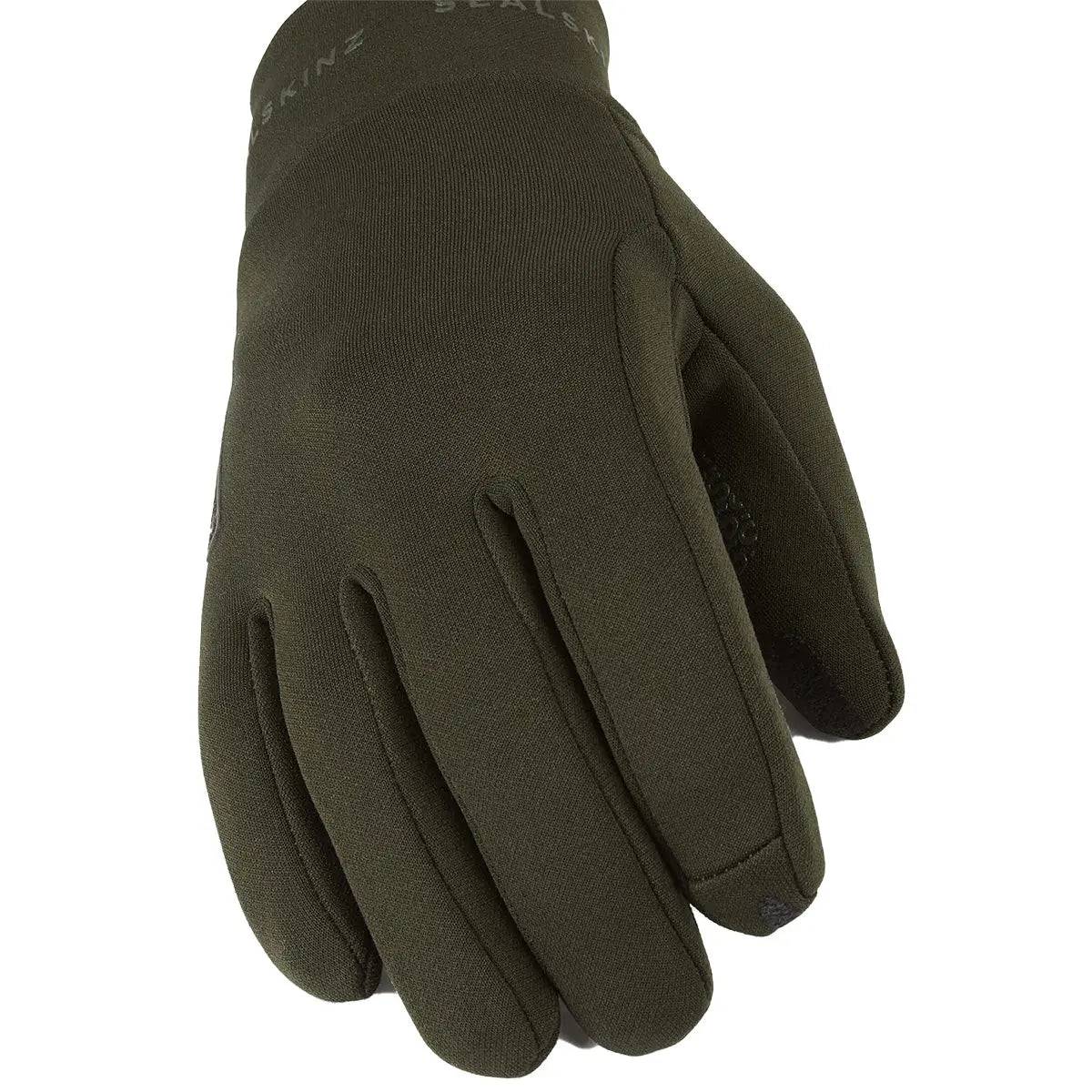 SealSkinz Acle Water Repellent Nano Fleece Glove in green, designed for outdoor activities with a water-resistant finish and flexible fit.