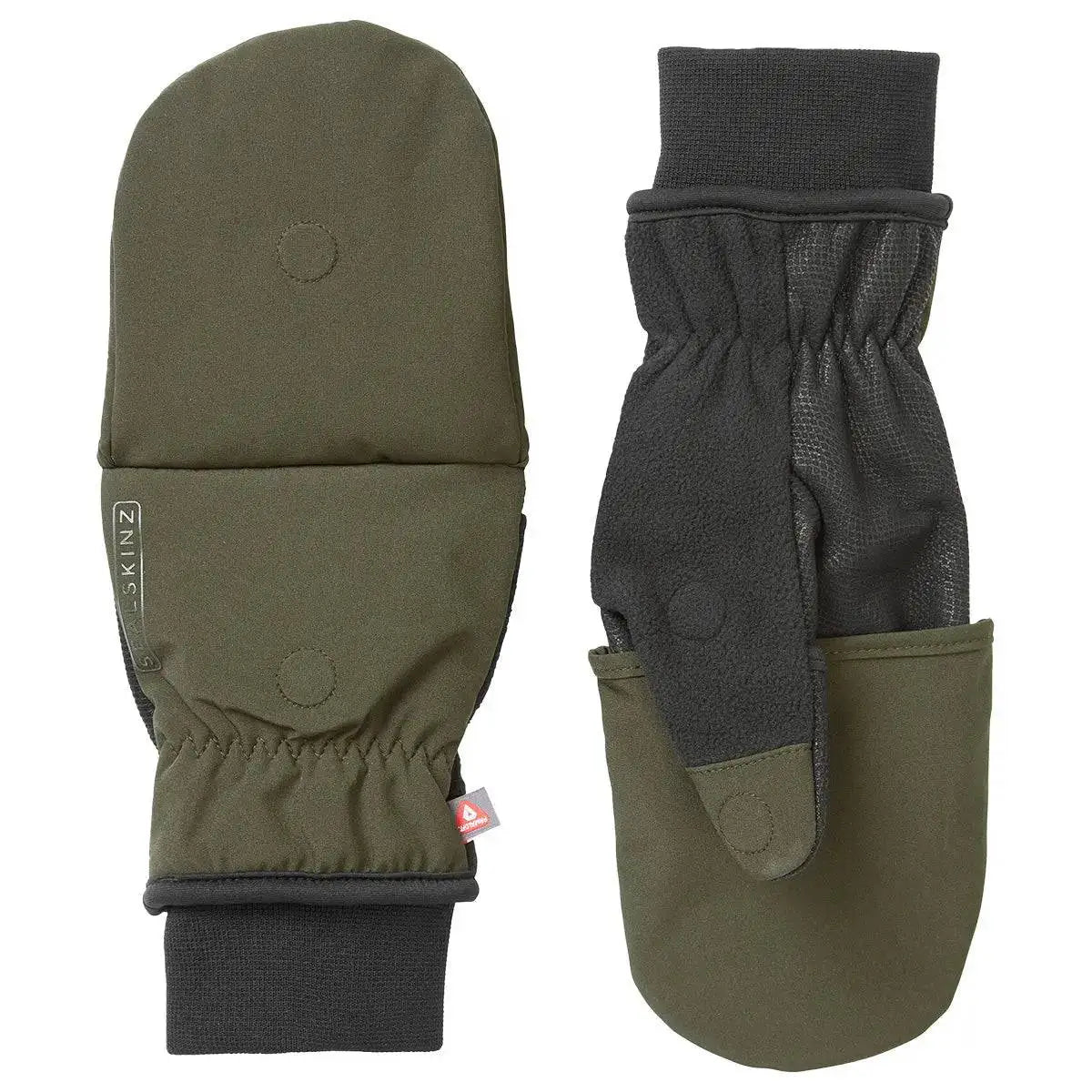 SealSkinz Walpole Windproof Cold Weather Convertible Mitt shown in mitten form, offering windproof protection and fleece lining for outdoor activities.  from  John Bull Clothing 