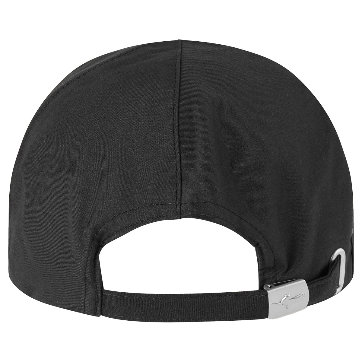 Rear view of black Sealskinz Waterproof All Weather Baseball Cap featuring an adjustable metal buckle. Stylish and practical for wet conditions.